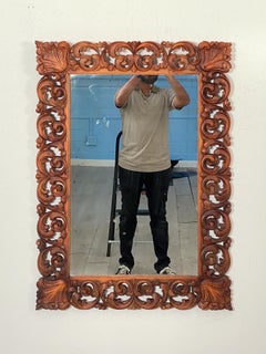 French Baroque Framed Mirror with Carved Foliate Frame (H 35 x W 25 1/2)