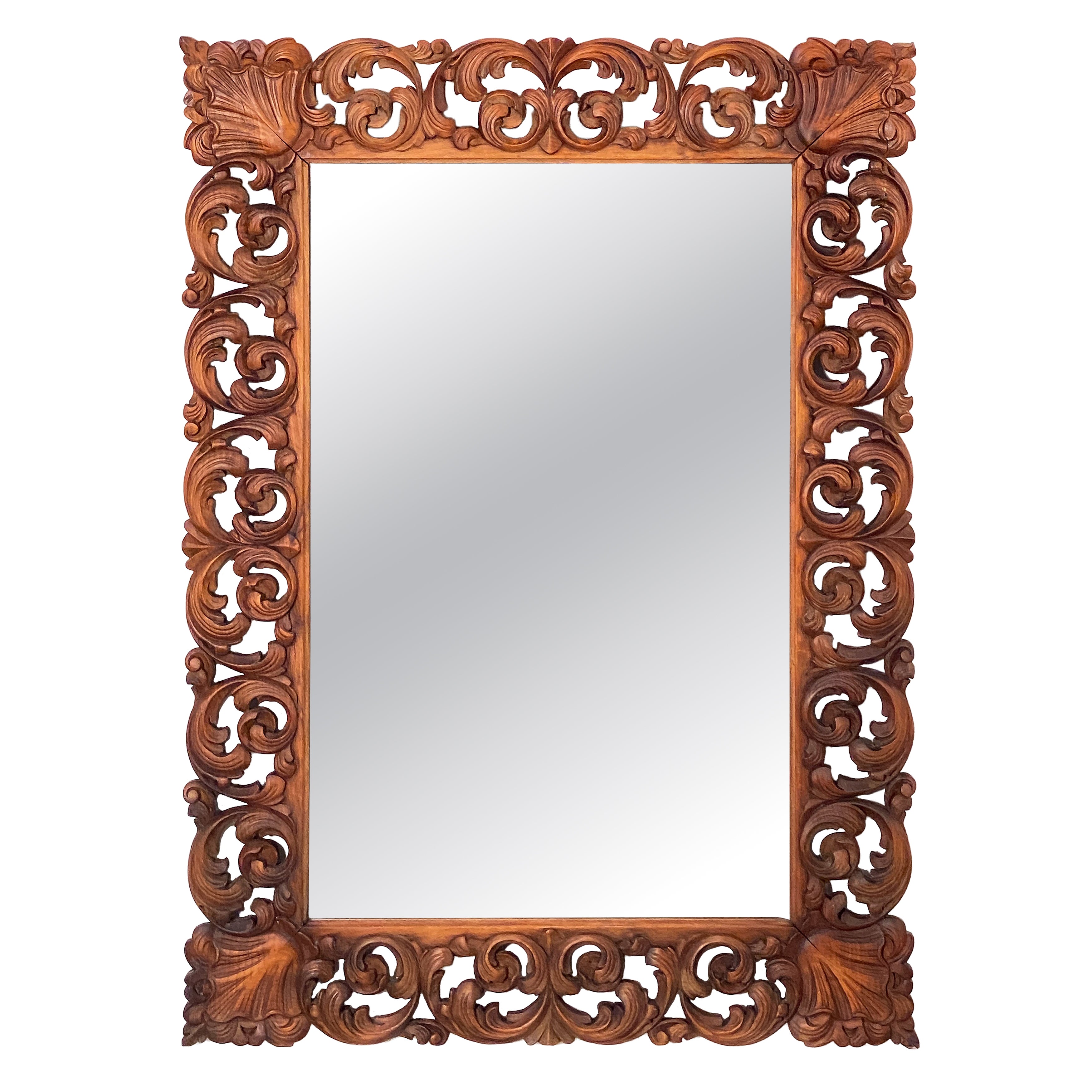 French Baroque Framed Mirror with Carved Foliate Frame (H 35 x W 25 1/2)