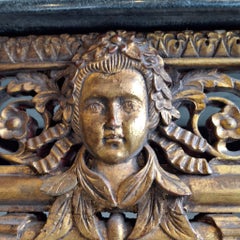 Console da parete a mezza luna in stile barocco francese con marmo e sei gambe