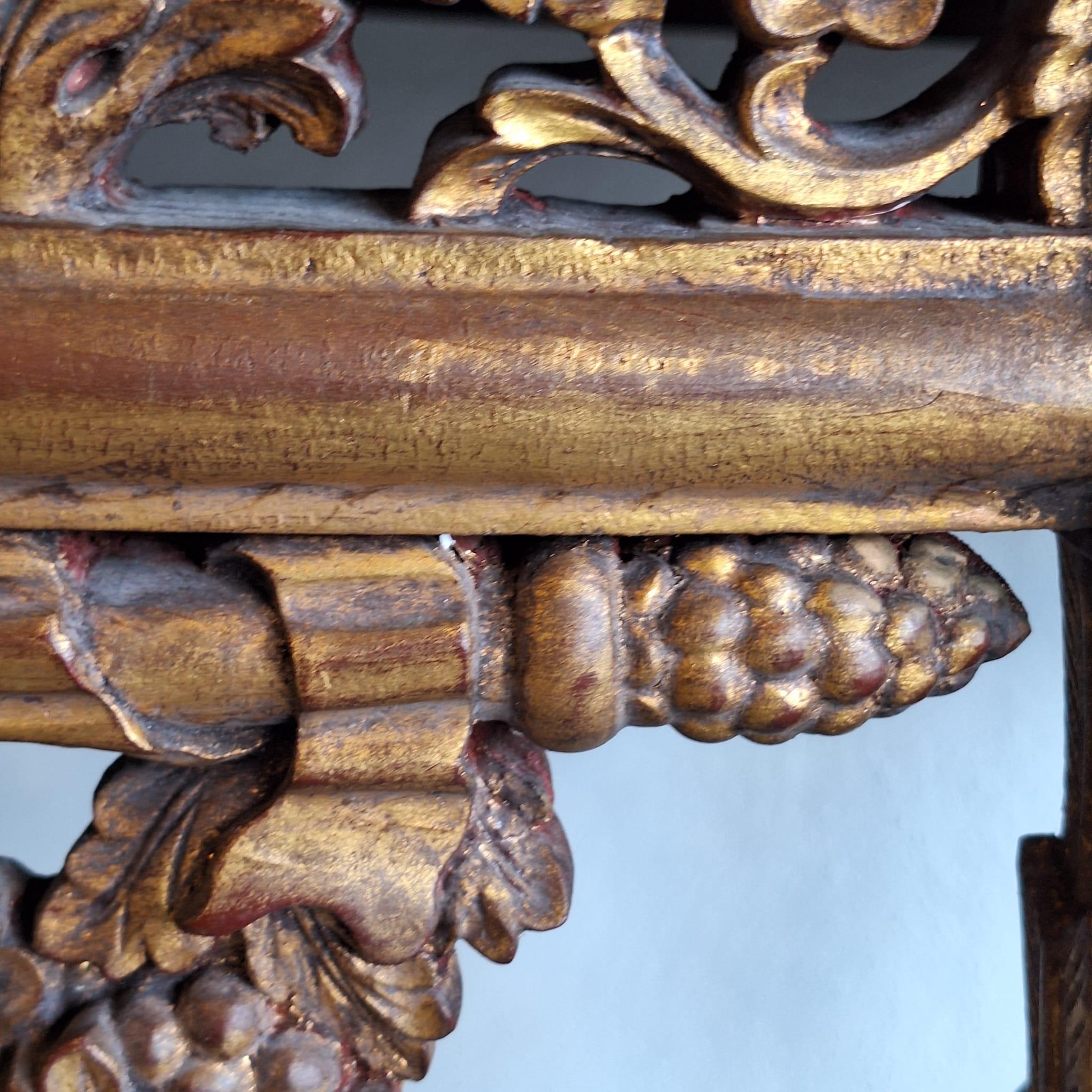 French Baroque Half-Moon Wall Console With Marble And Six Legs For Sale 2