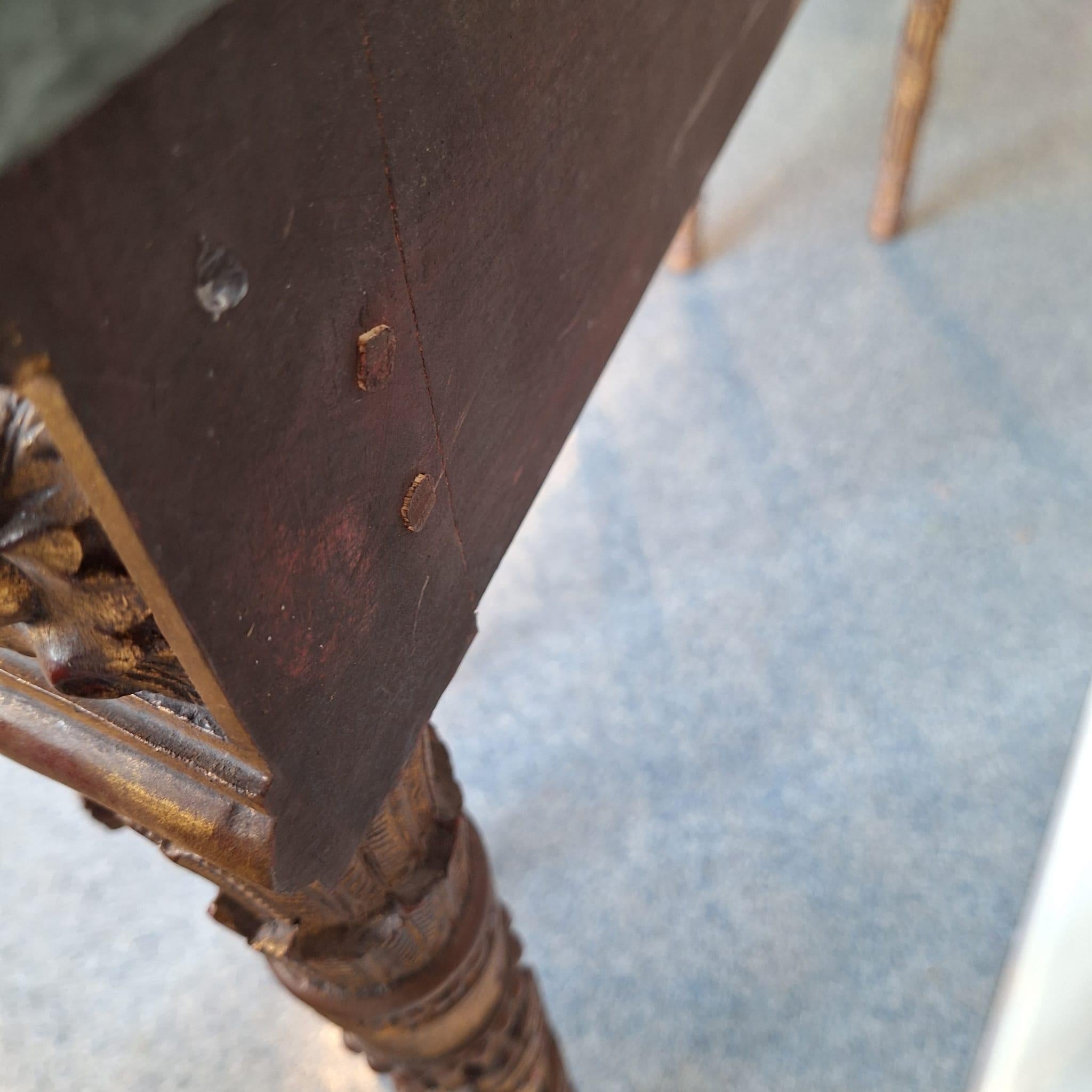 French Baroque Half-Moon Wall Console With Marble And Six Legs For Sale 5