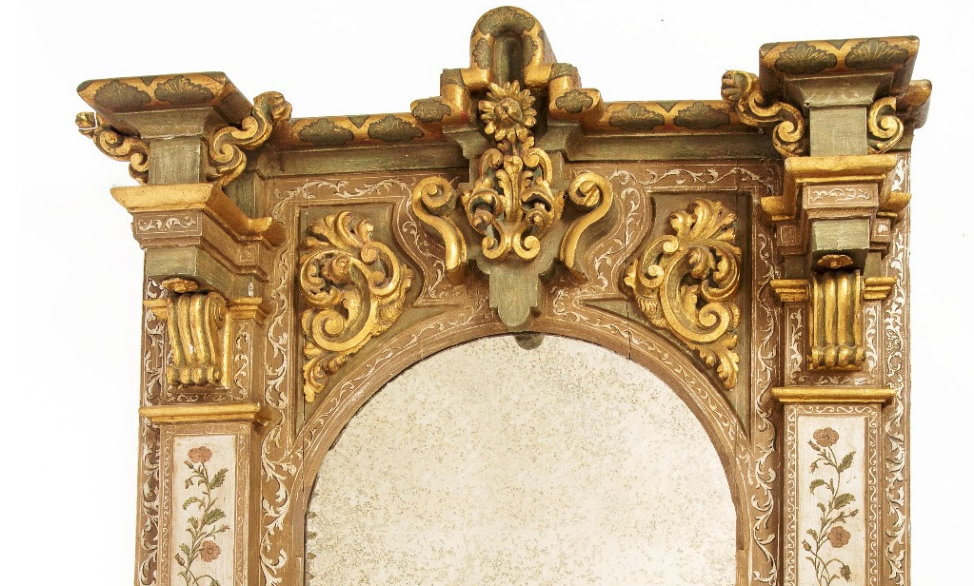 Fait main Miroir baroque français en bois sculpté du XIXe siècle en vente