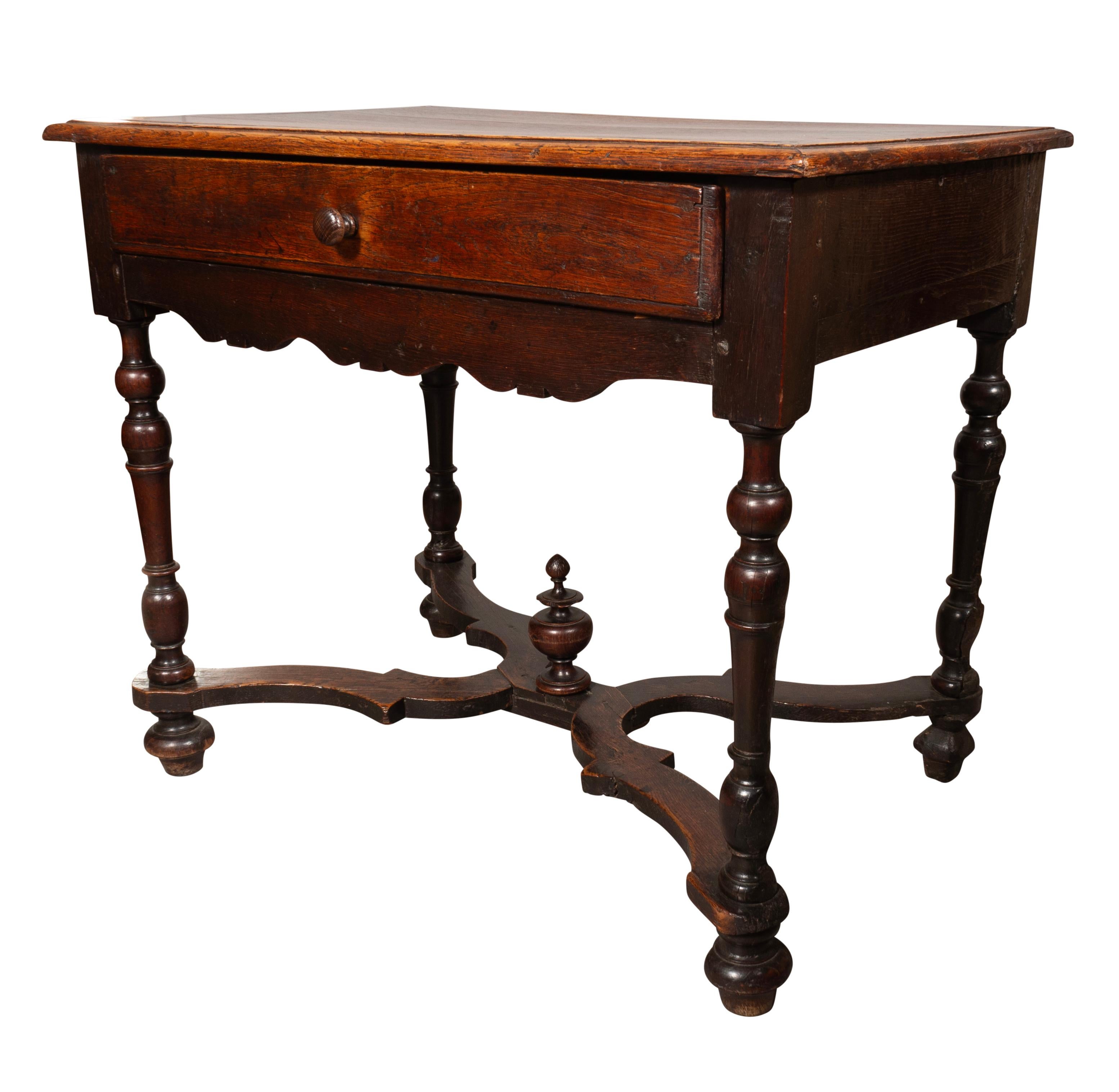 French Baroque Oak Side Table For Sale 3