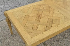 French Baroque Parquetry Inlay Dining Table of 18th C. Oak Wood Plank Flooring