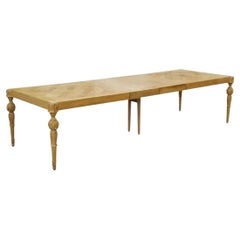 Antique French Baroque Parquetry Inlay Dining Table of 18th C. Oak Wood Plank Flooring