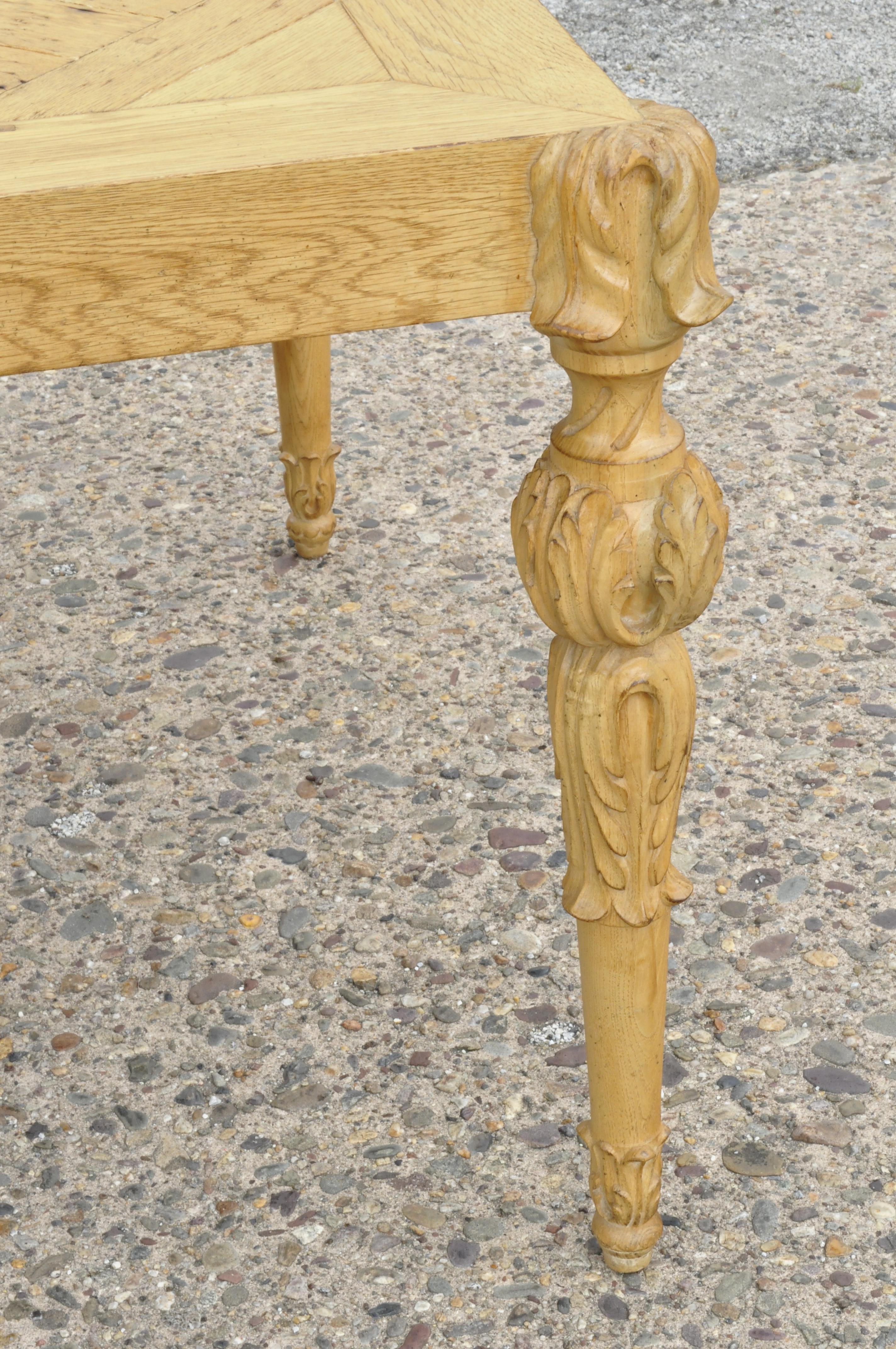 French Baroque Regency Parquetry Inlaid Dining Table of Wood Flooring In Good Condition For Sale In Philadelphia, PA
