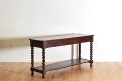 French Baroque Revival Period Turned Oak Sofa or Console Table, Mid-19th Century