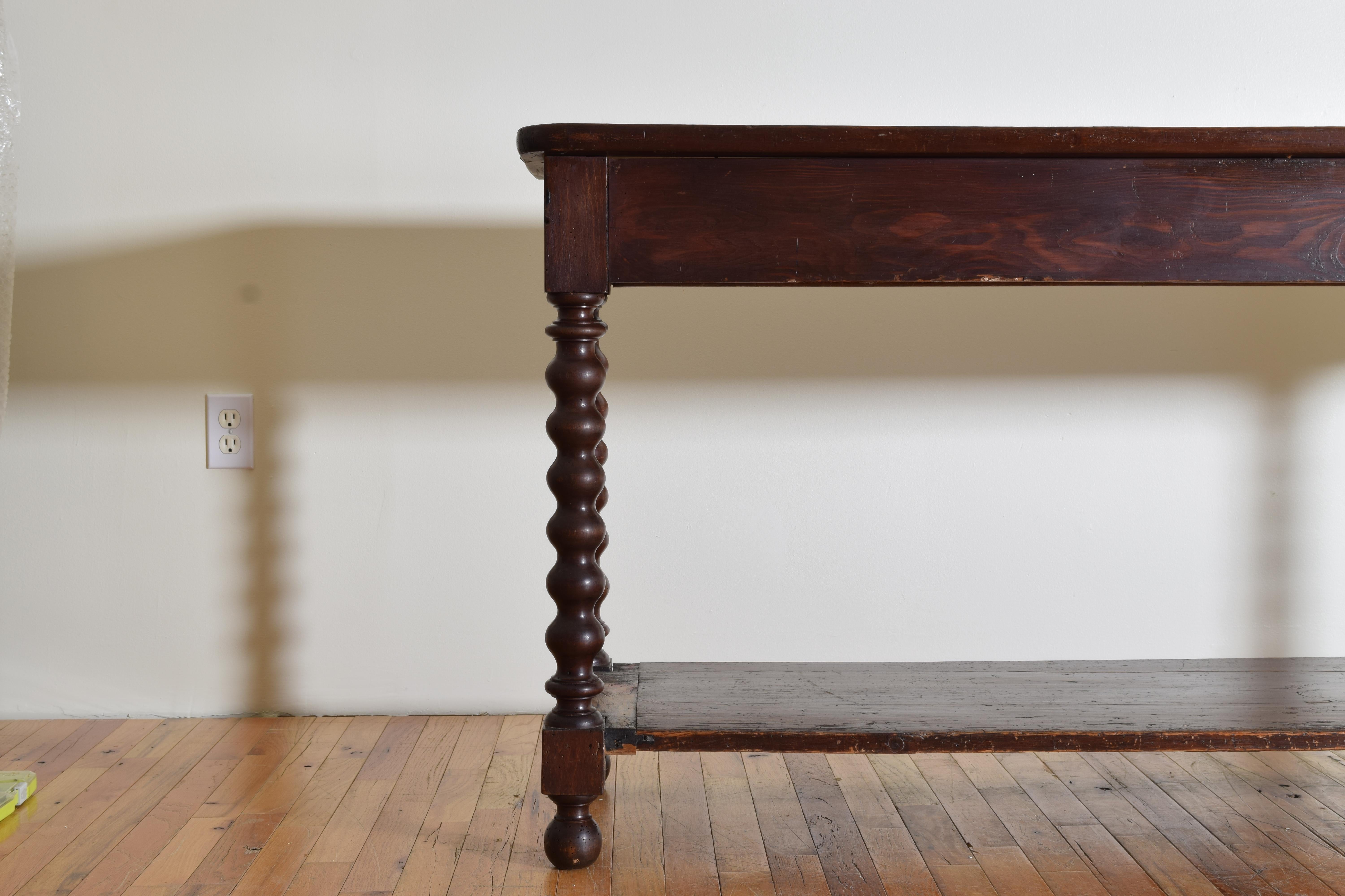 French Baroque Revival Period Turned Oak Sofa or Console Table, Mid-19th Century 3