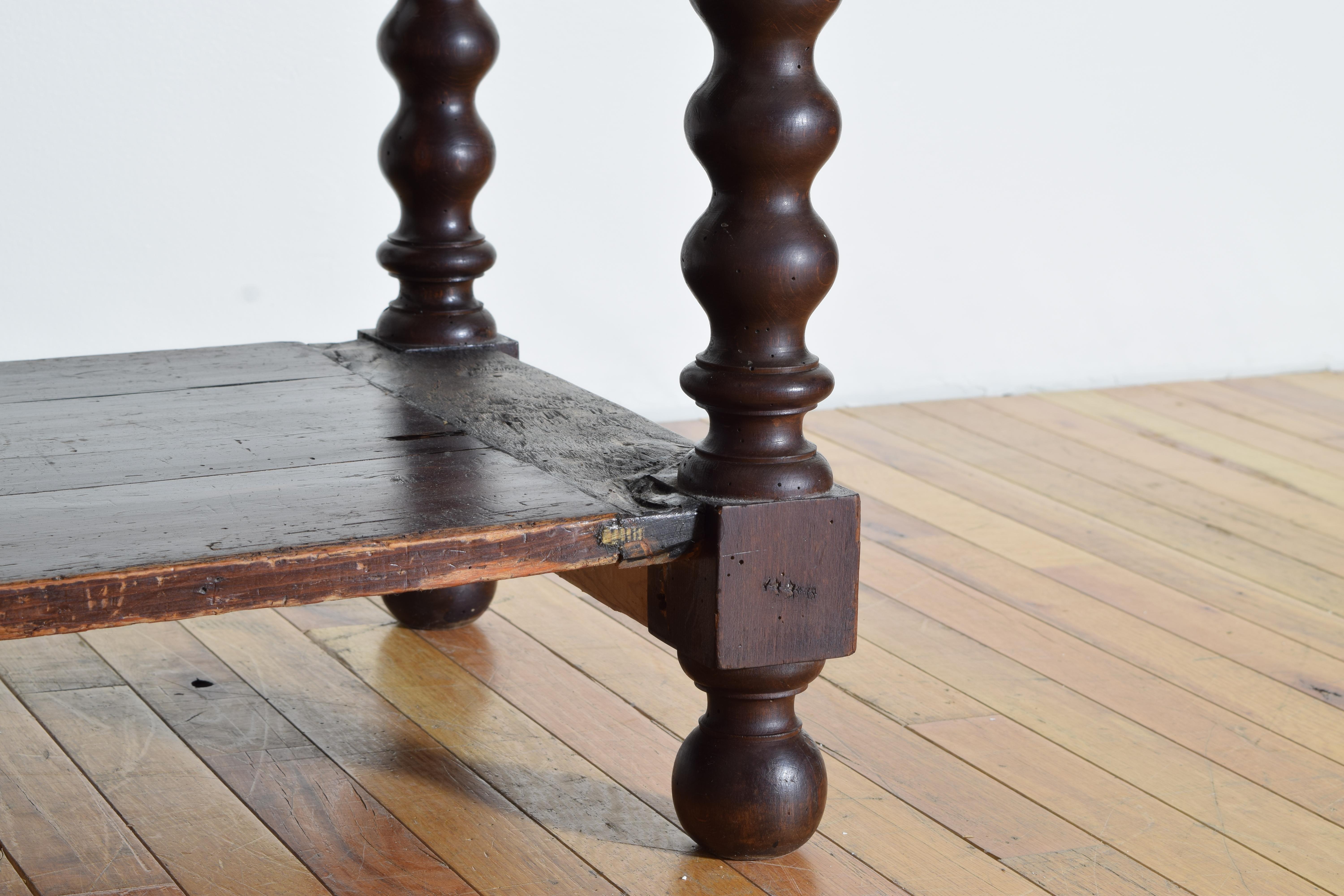 French Baroque Revival Period Turned Oak Sofa or Console Table, Mid-19th Century 6