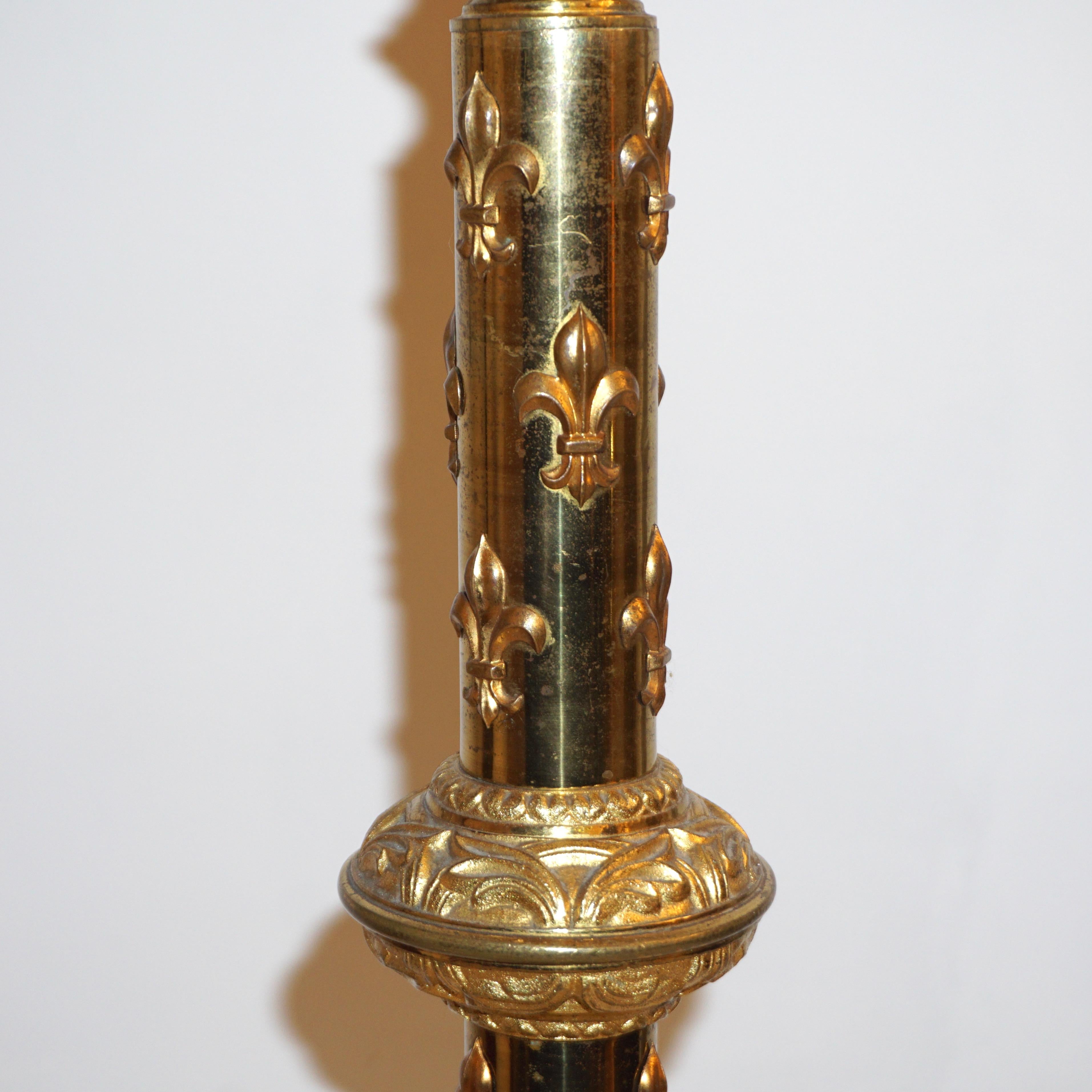 French Baroque Revival Tall Gilt Bronze Ormolu Pricket Candlestick, 1880s 6