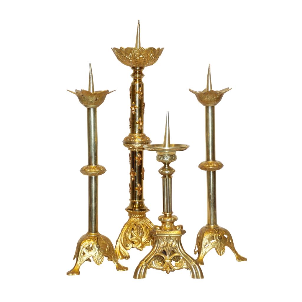 19th Century French Baroque Revival Tall Gilt Bronze Ormolu Pricket Candlestick, 1880s