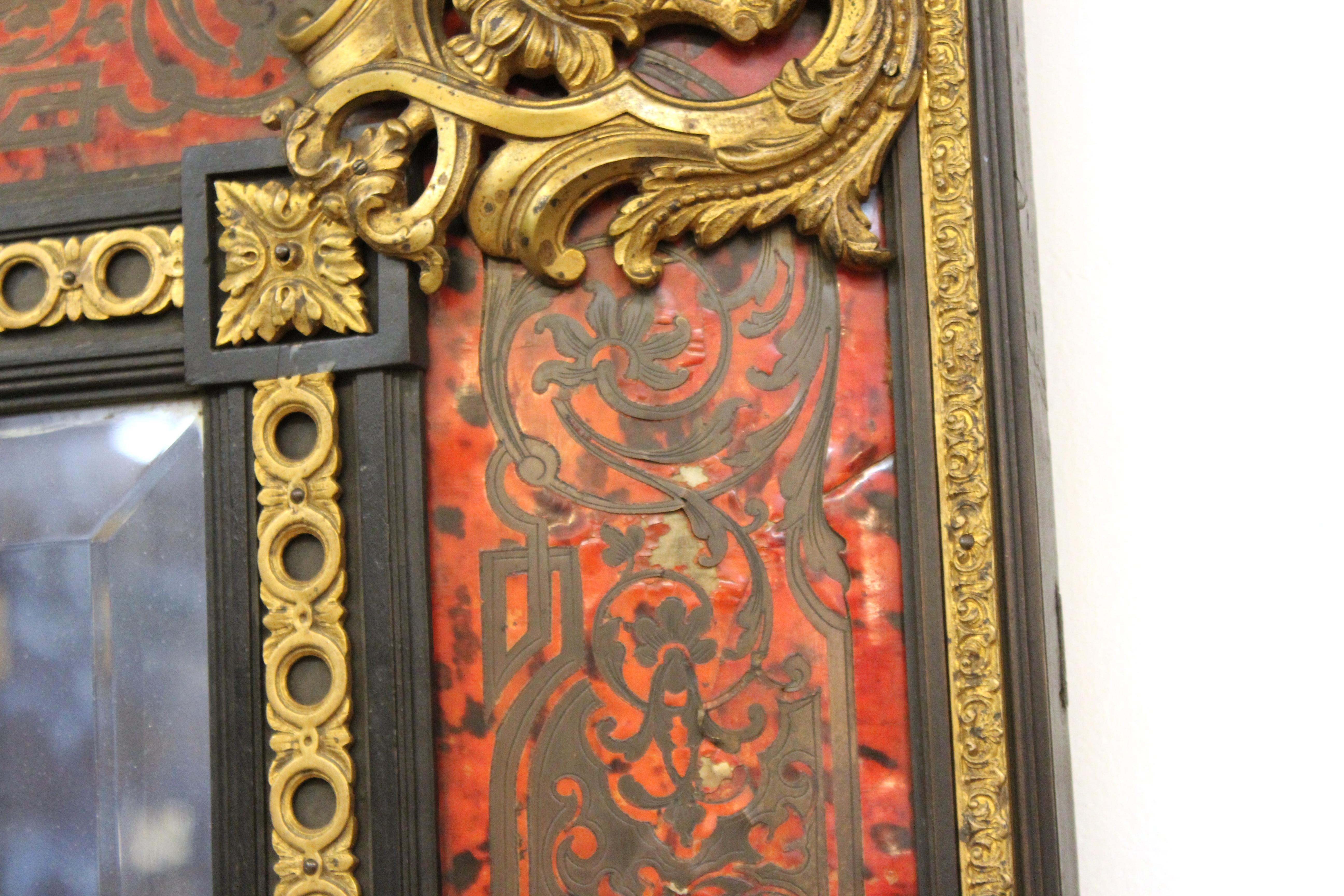 French Baroque Revival Faux Tortoise Shell Pediment Mirror 5