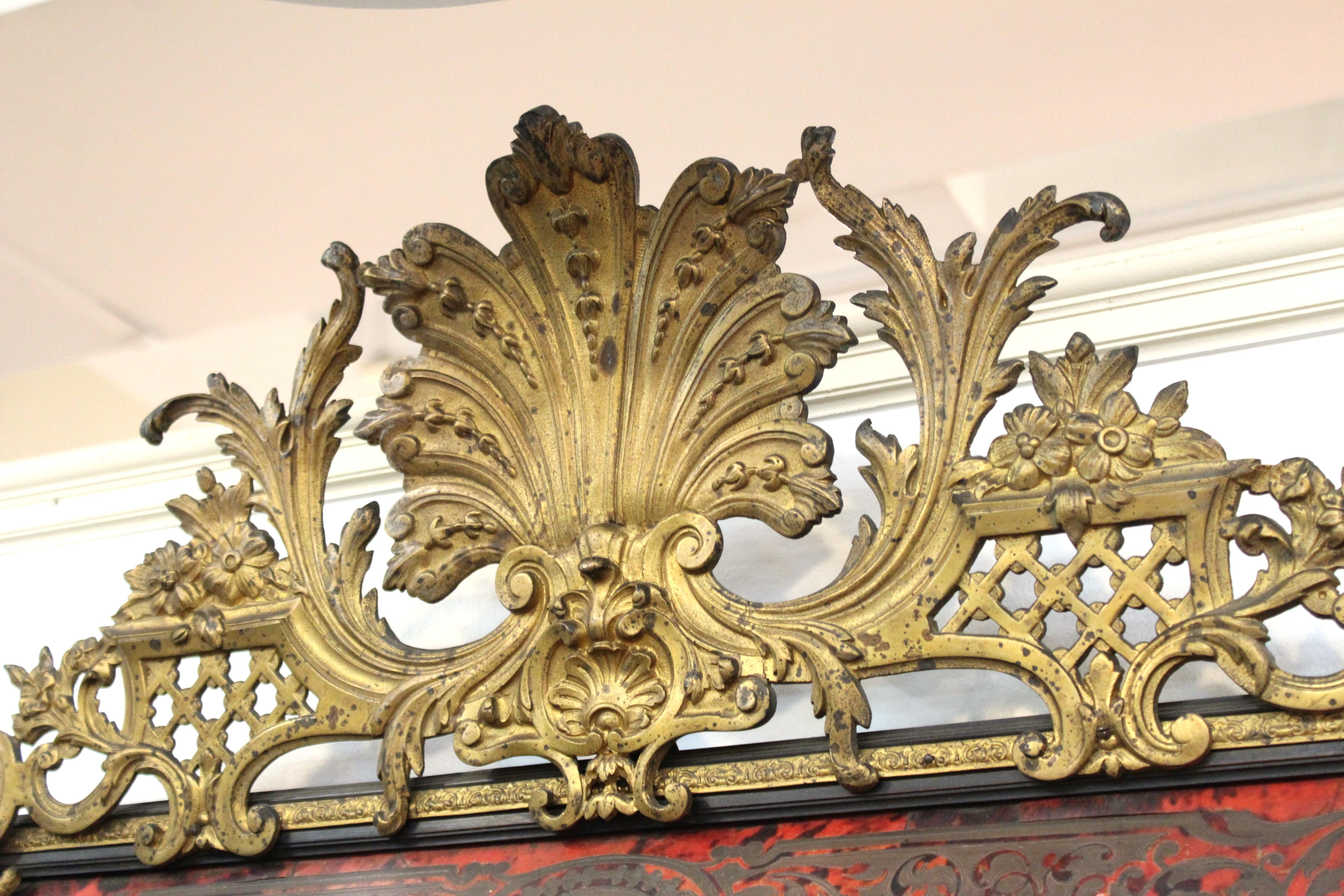 French Baroque Revival Faux Tortoise Shell Pediment Mirror 1