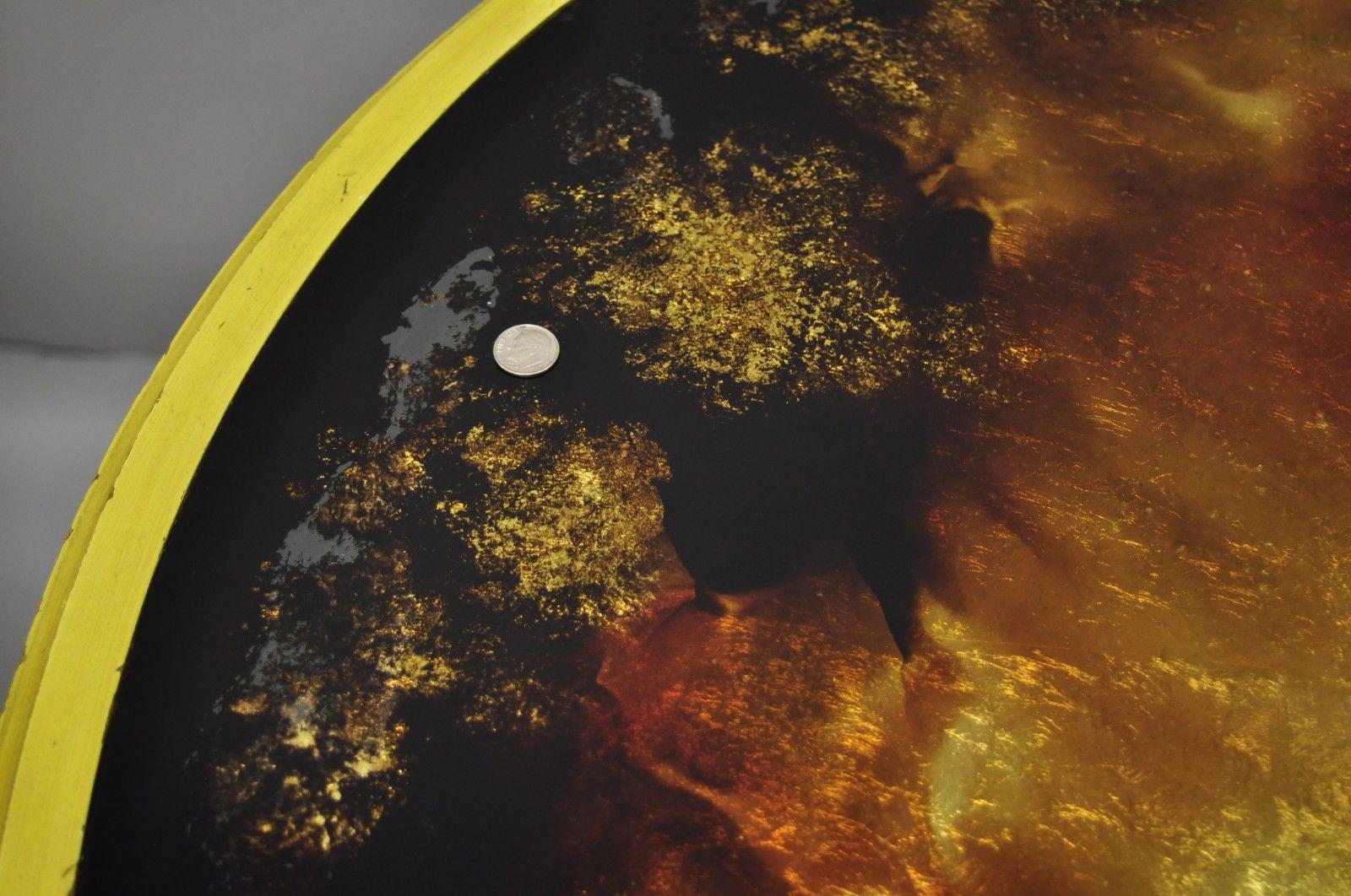 Américain Table de salle à manger baroque française de style rococo en verre églomisé ovale avec plateau en jaune