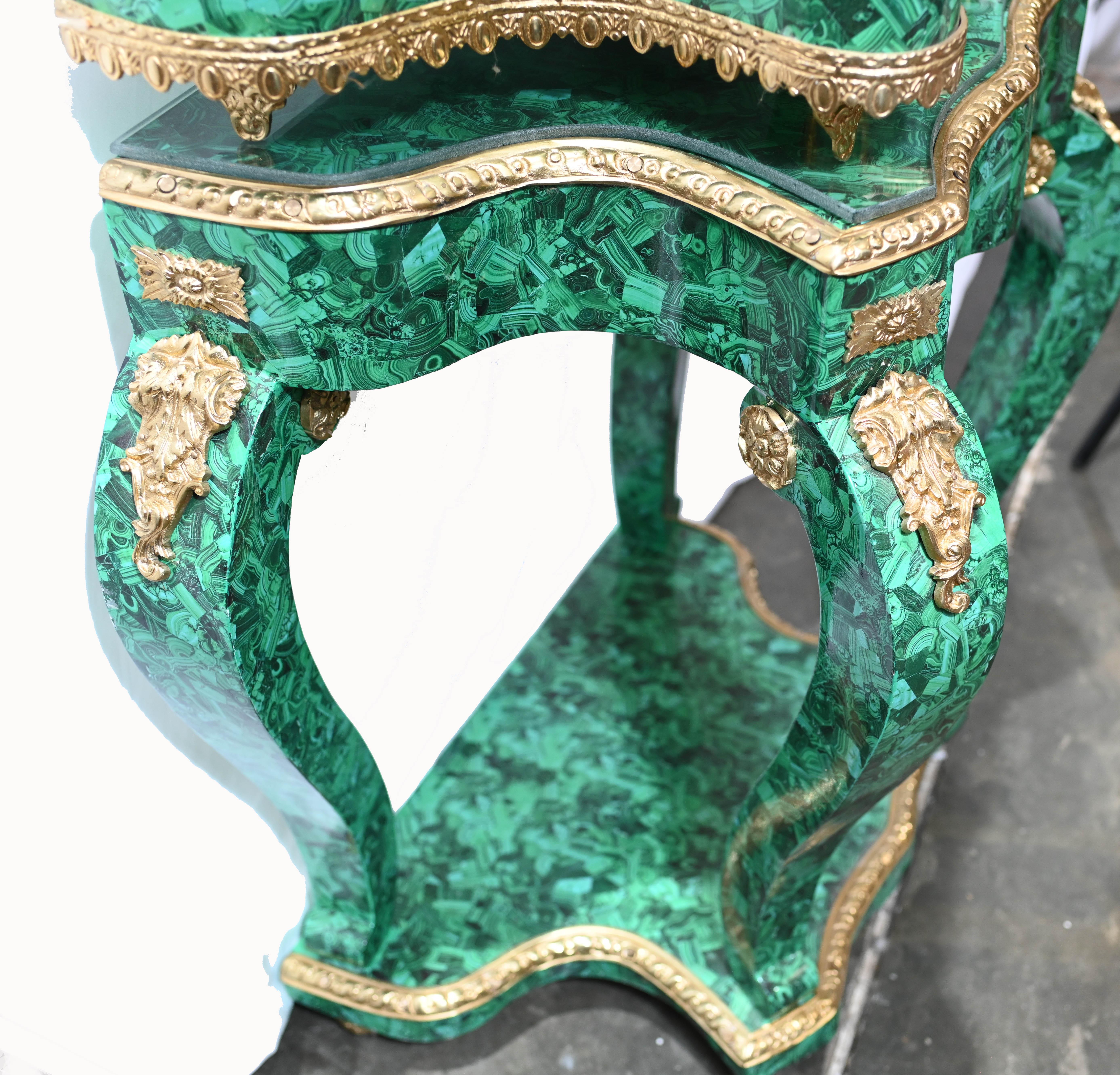 French Baroque Standing Clock Malachite Gilt 6
