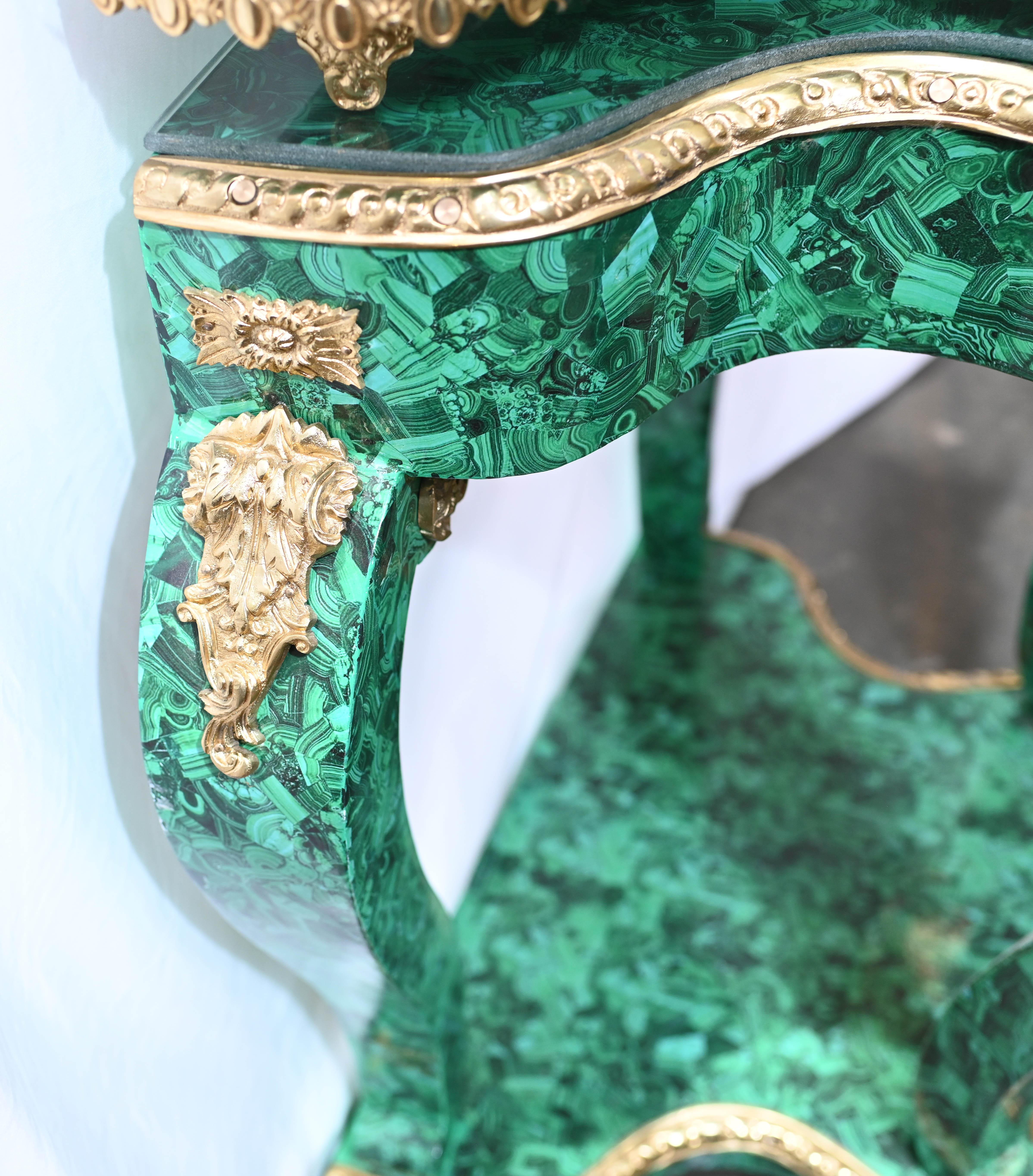 French Baroque Standing Clock Malachite Gilt 7