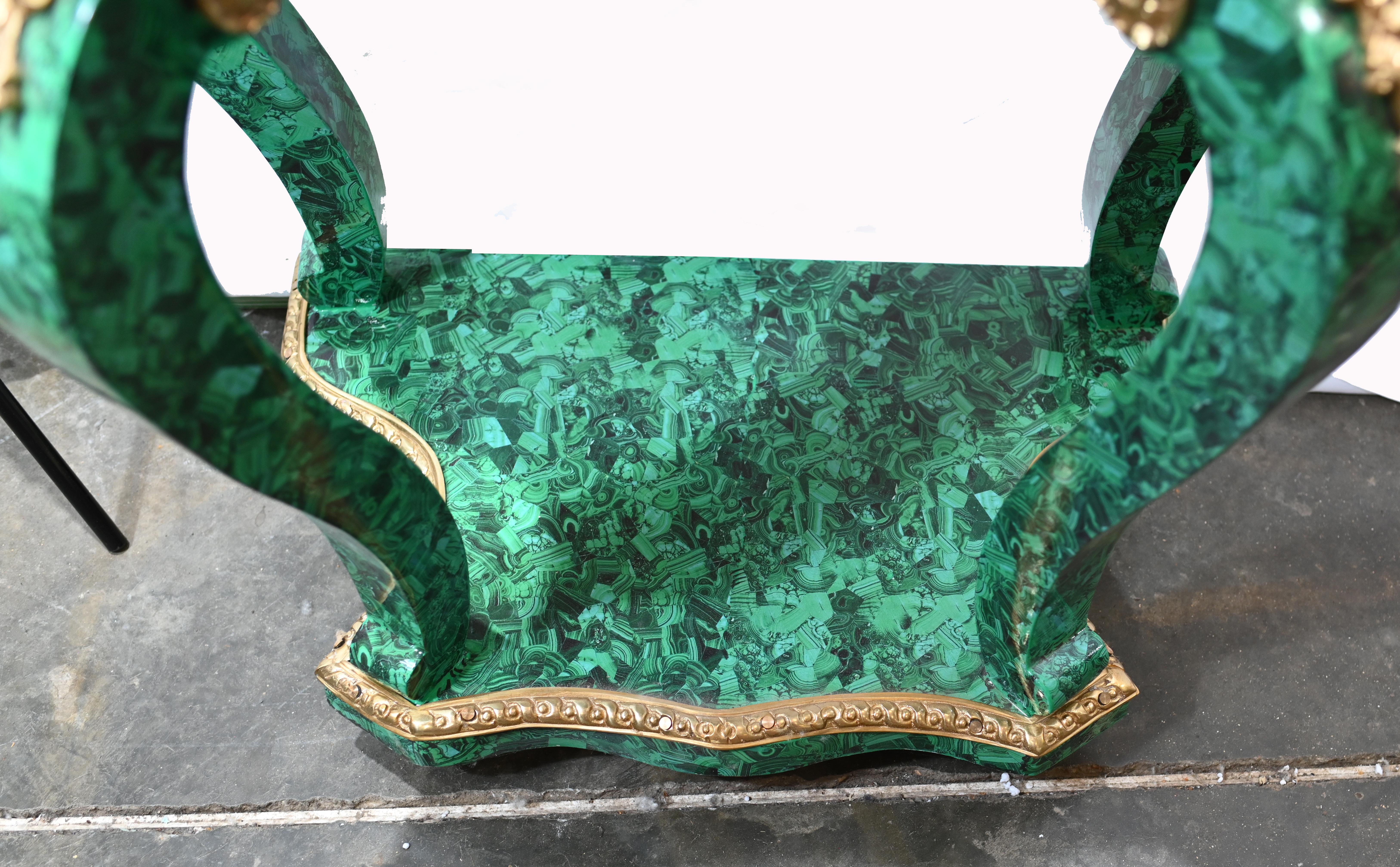 French Baroque Standing Clock Malachite Gilt 12