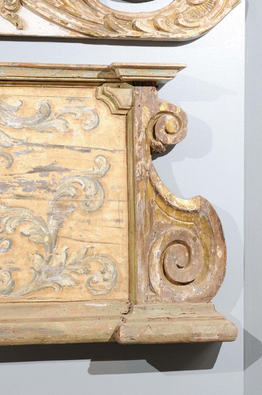 Wood French Baroque Style Architectural Fragment with Volutes, Late 19th Century