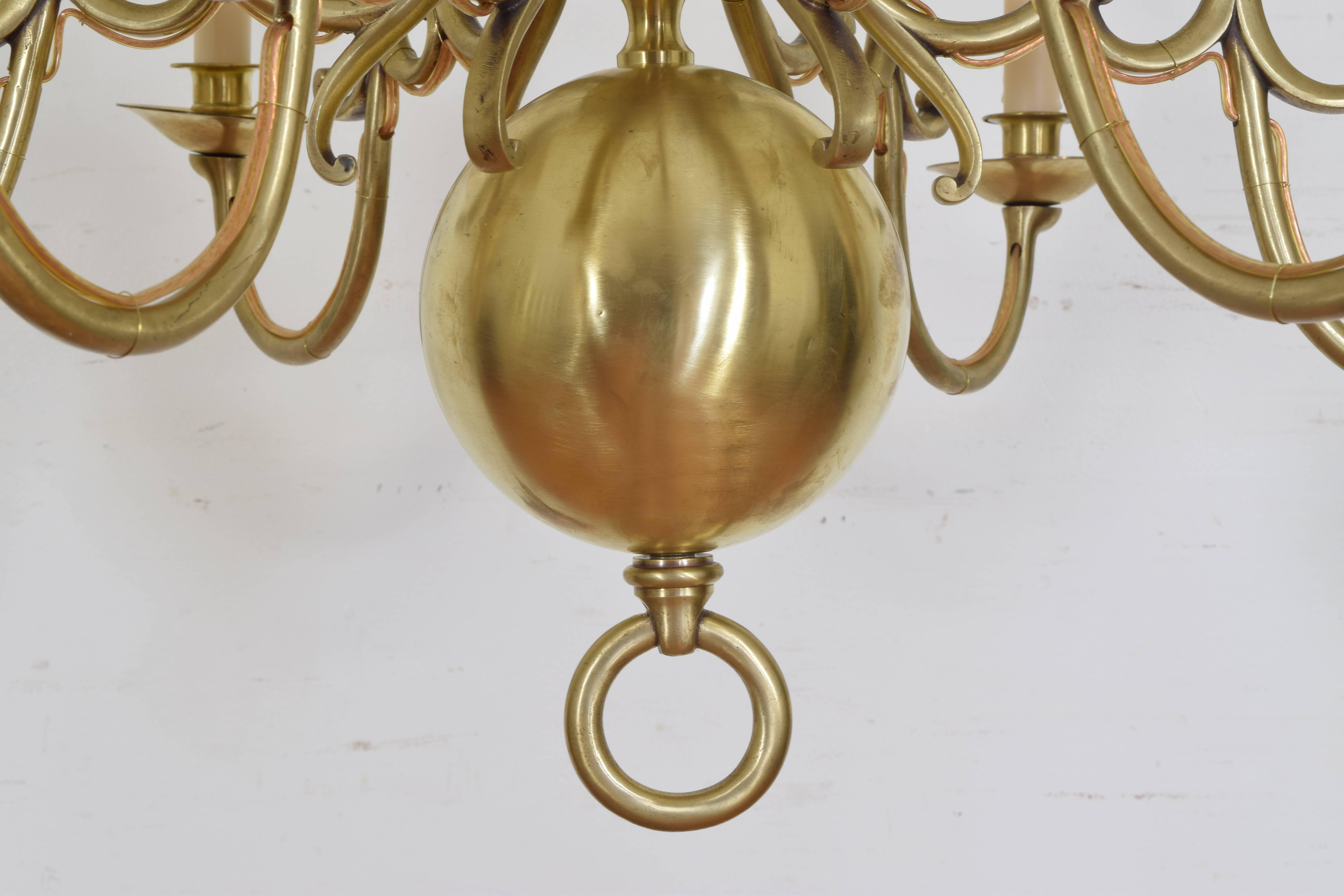 French Baroque Style Brass Ten-Light Two-Tier Chandelier, UL Wired 5