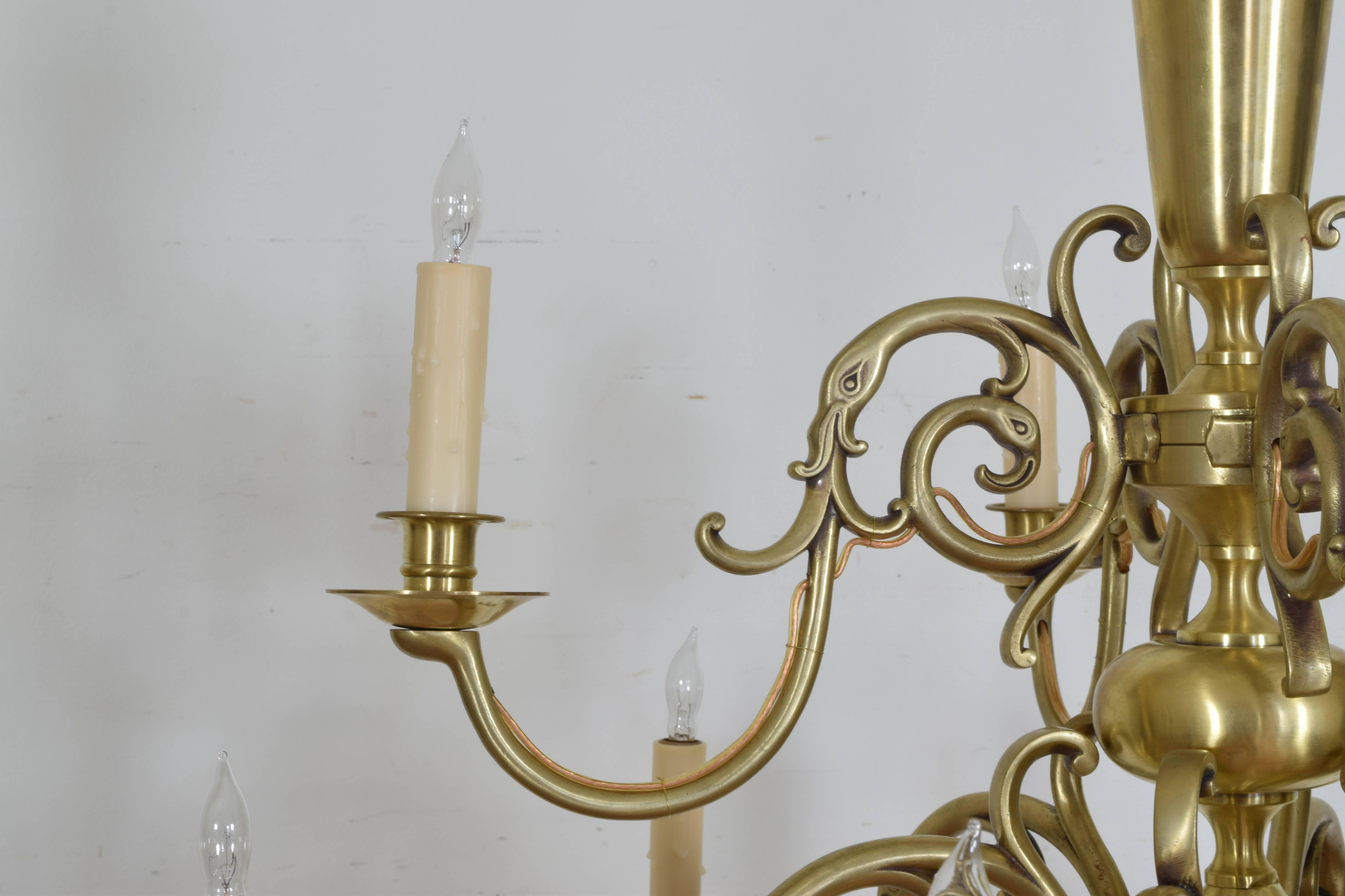 French Baroque Style Brass Ten-Light Two-Tier Chandelier, UL Wired 2