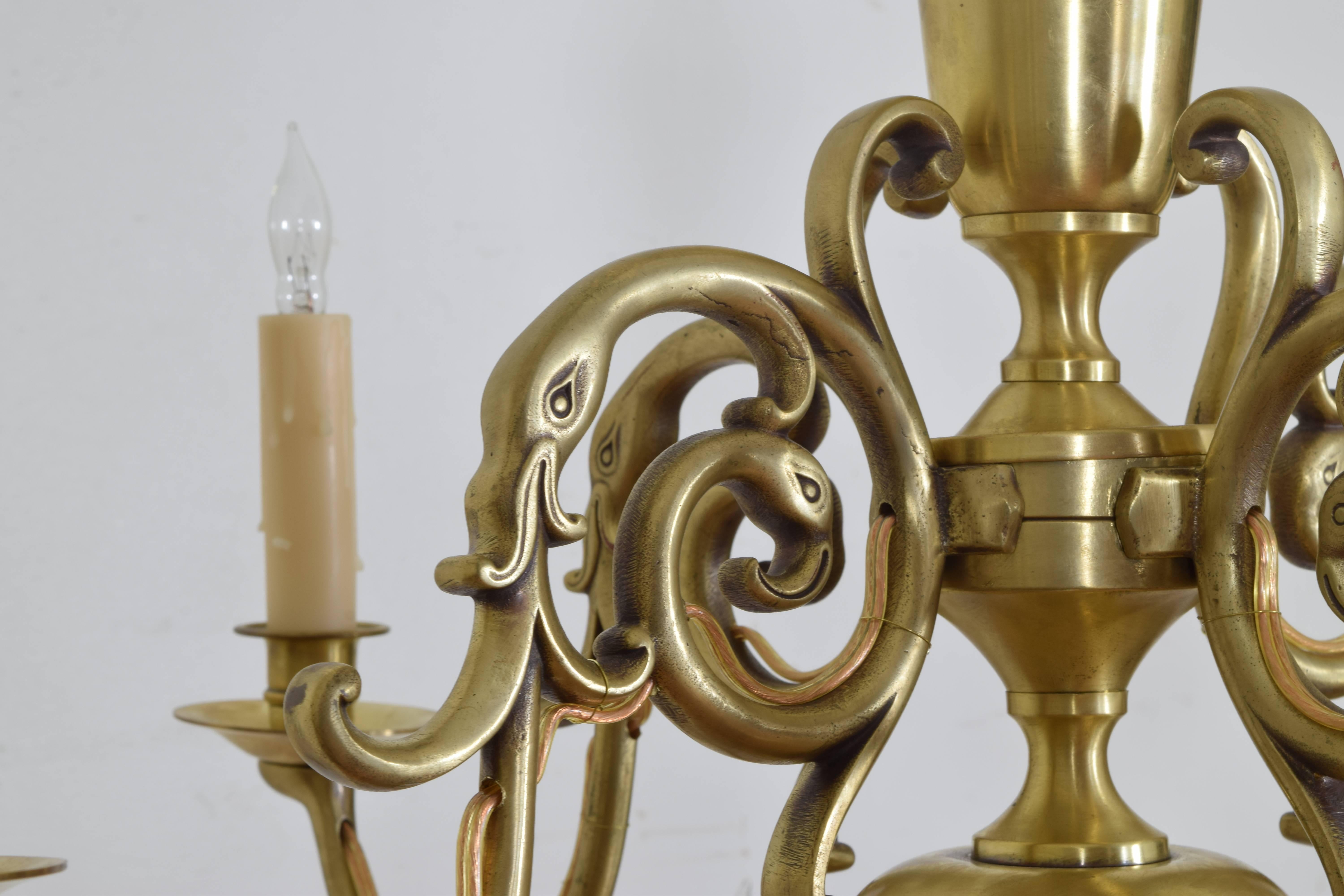 French Baroque Style Brass Ten-Light Two-Tier Chandelier, UL Wired 3