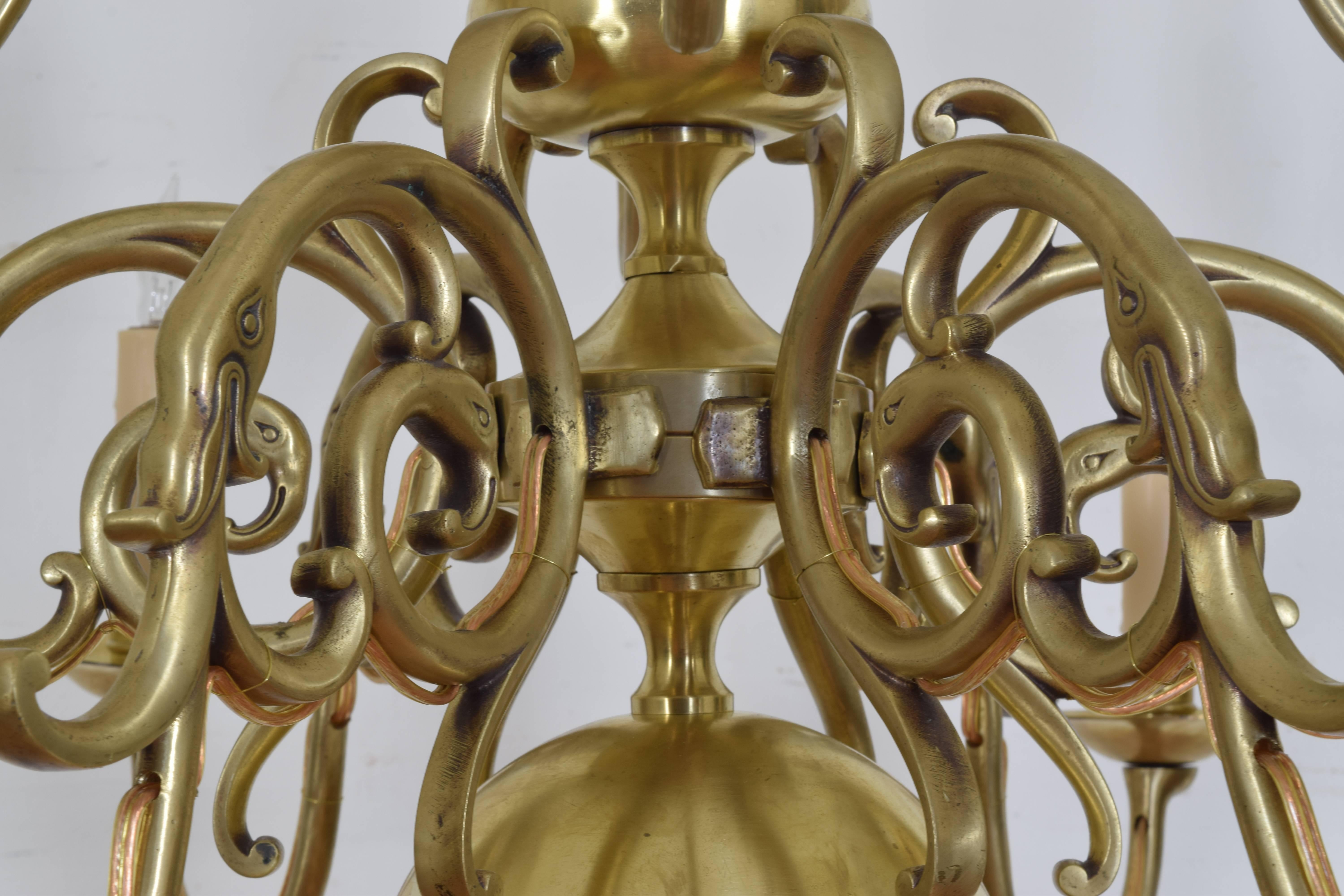 French Baroque Style Brass Ten-Light Two-Tier Chandelier, UL Wired 4