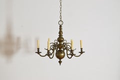 French Baroque Style Bronze 6-Light Chandelier, Mid to Late 19th Century