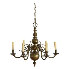 French Baroque Style Bronze 6-Light Chandelier, Mid to Late 19th Century