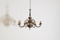 French Baroque Style Brass 8-Light Chandelier in the Dutch Style, ca. 1900