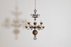 French Baroque Style Brass Two Tier Chandelier, mid 19th century