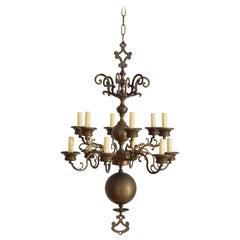 French Baroque Style Brass Two Tier Chandelier, mid 19th century