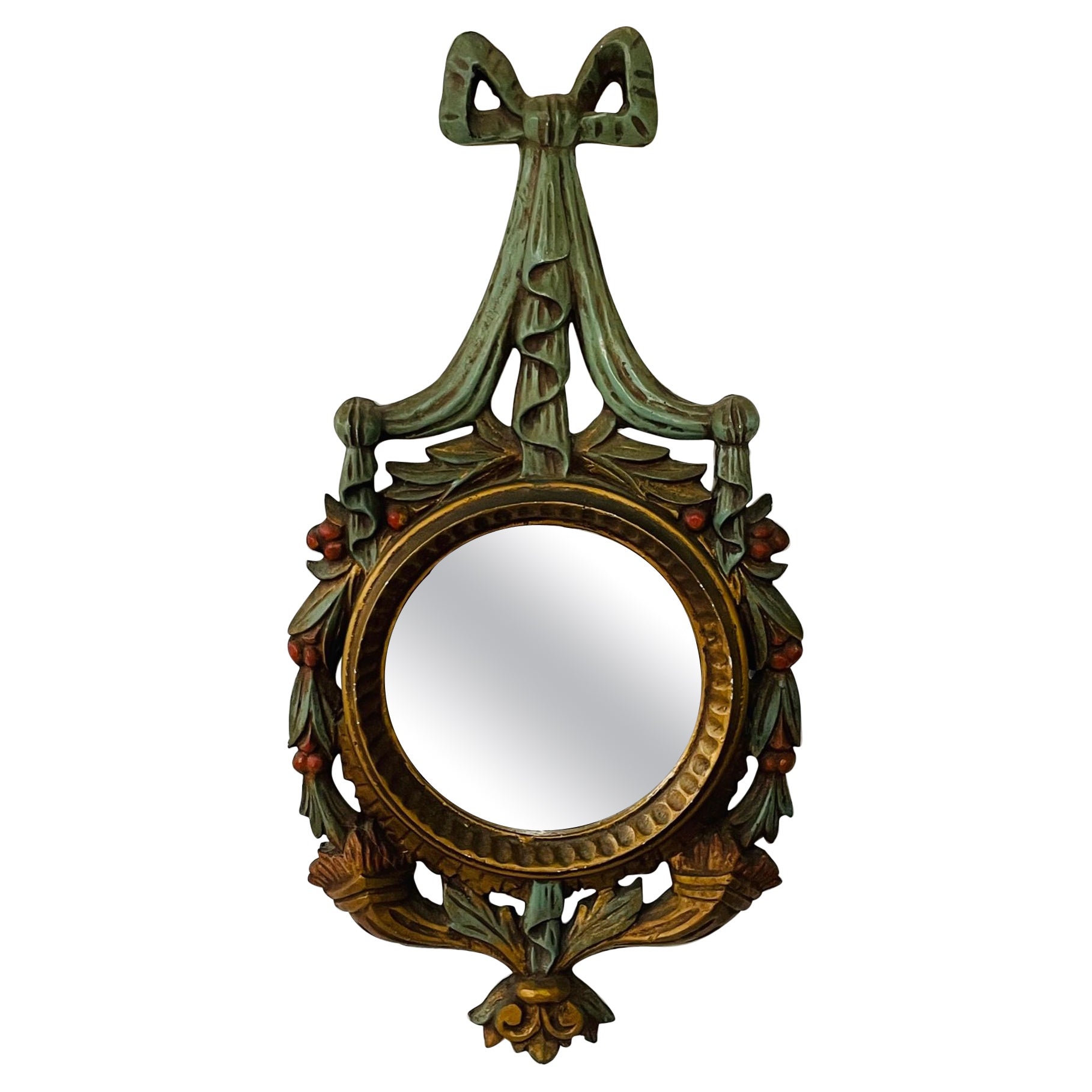French Baroque Style Bullseye Ribbon Wall Mirror
