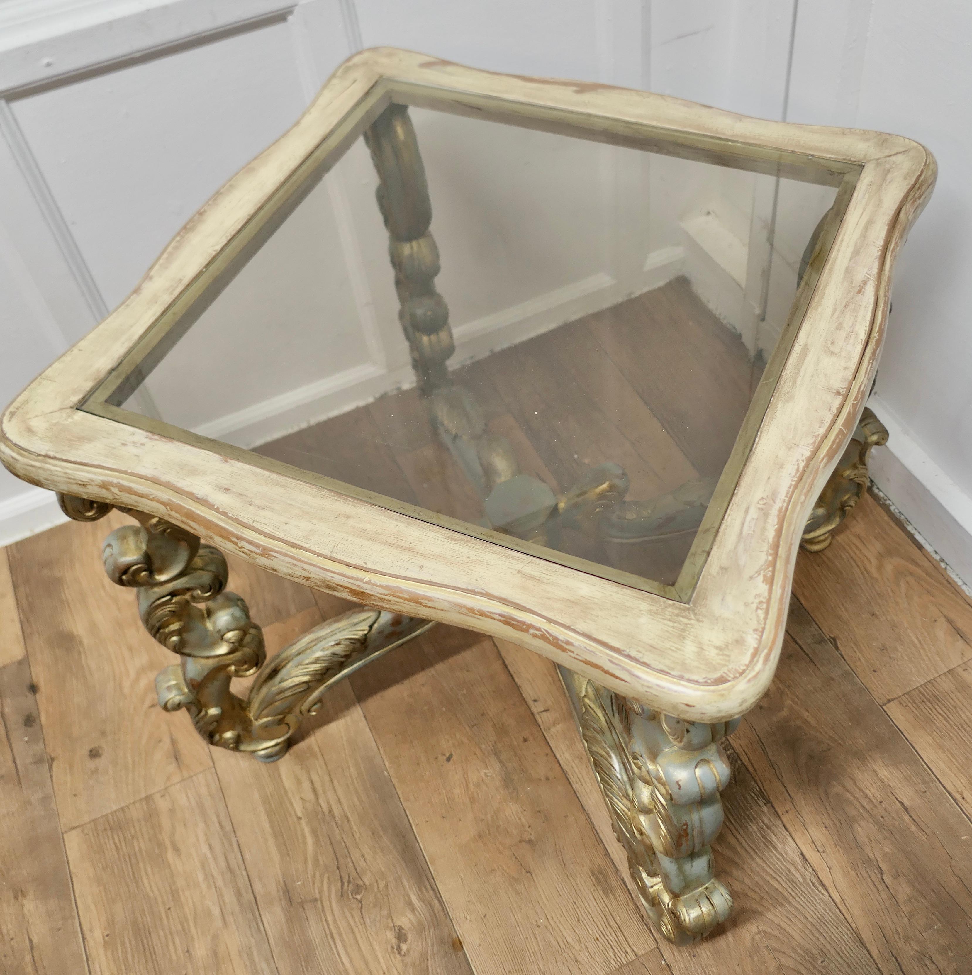  French Baroque Style Carved and Painted Occasional Table    For Sale 1