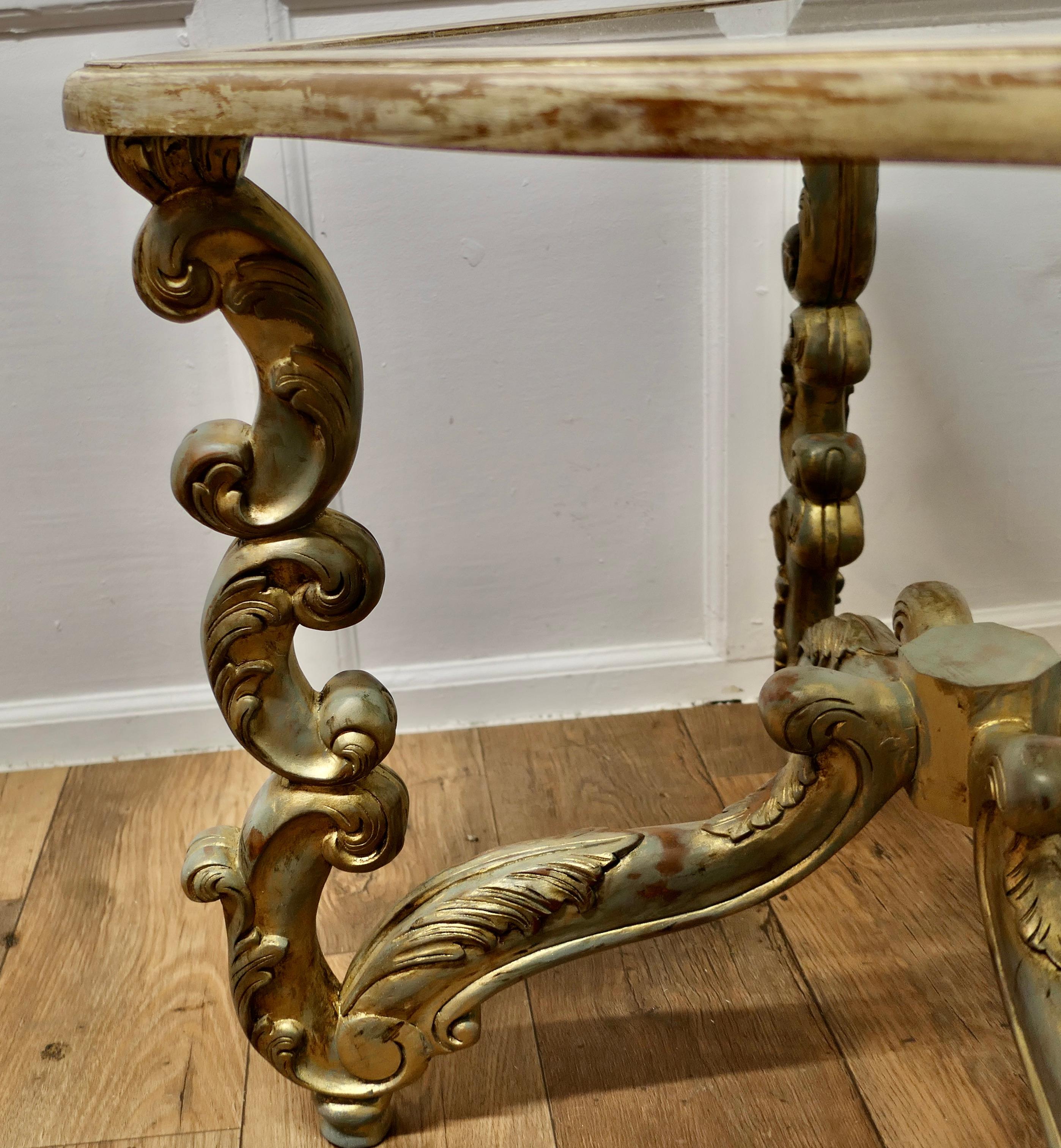  French Baroque Style Carved and Painted Occasional Table    For Sale 2