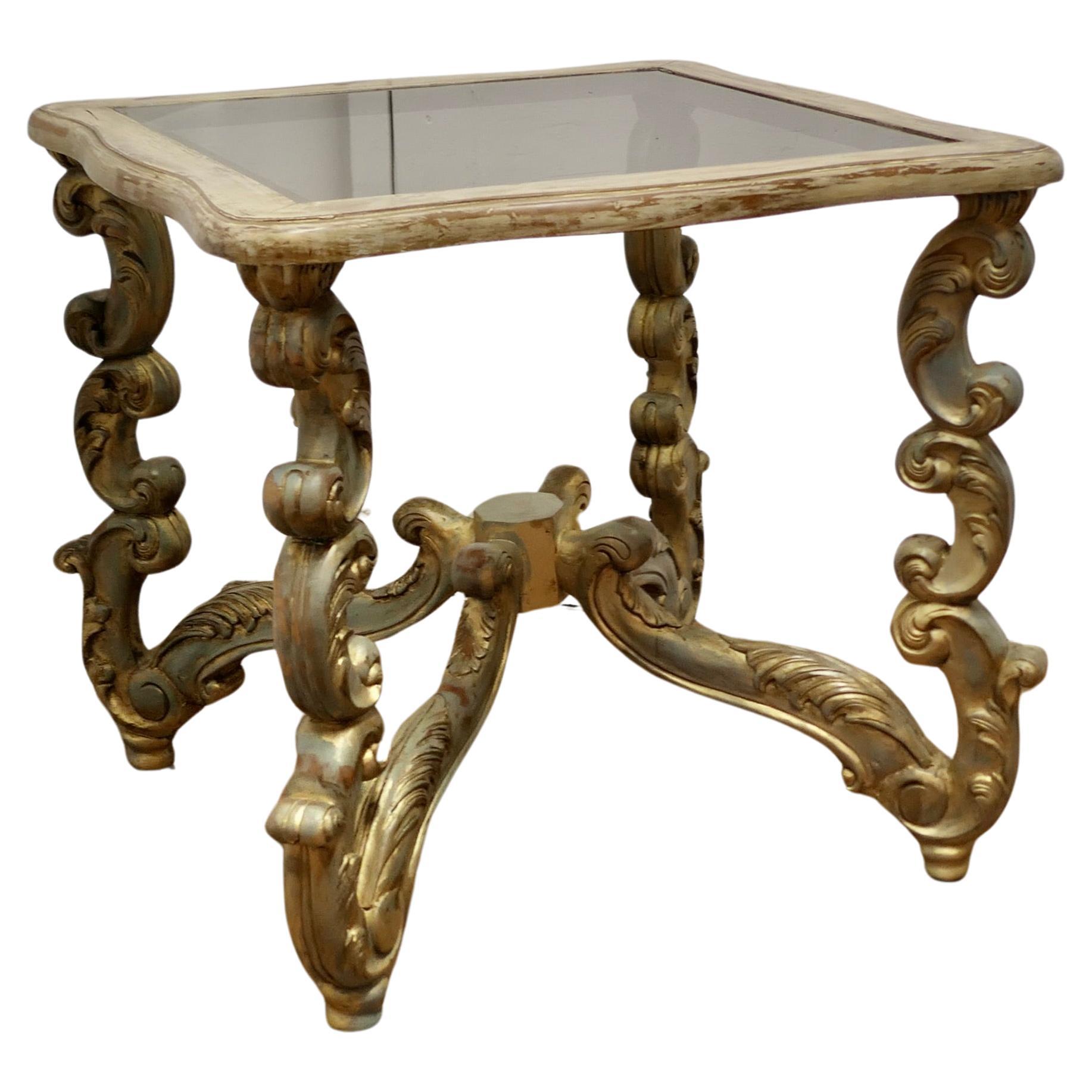  French Baroque Style Carved and Painted Occasional Table    For Sale