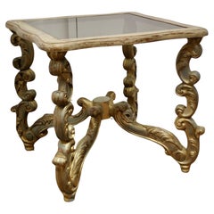Retro  French Baroque Style Carved and Painted Occasional Table   