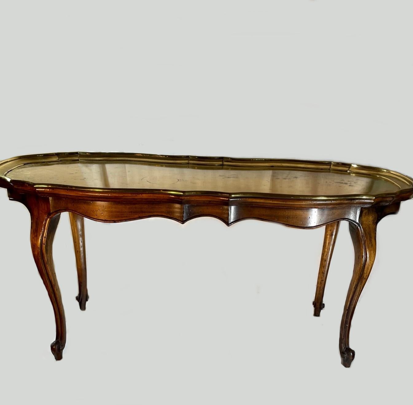 French Baroque Style German Brass Tray Top Yale Burge Coffee Table For Sale 3