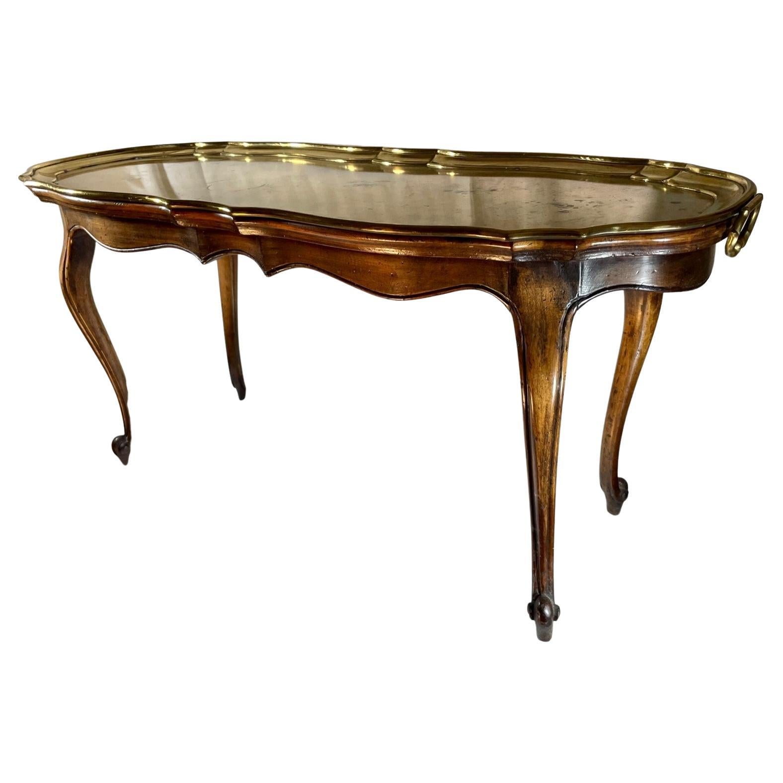 French Baroque Style German Brass Tray Top Yale Burge Coffee Table For Sale