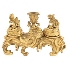 French Baroque Style Gilt Bronze Dore Desk Stand