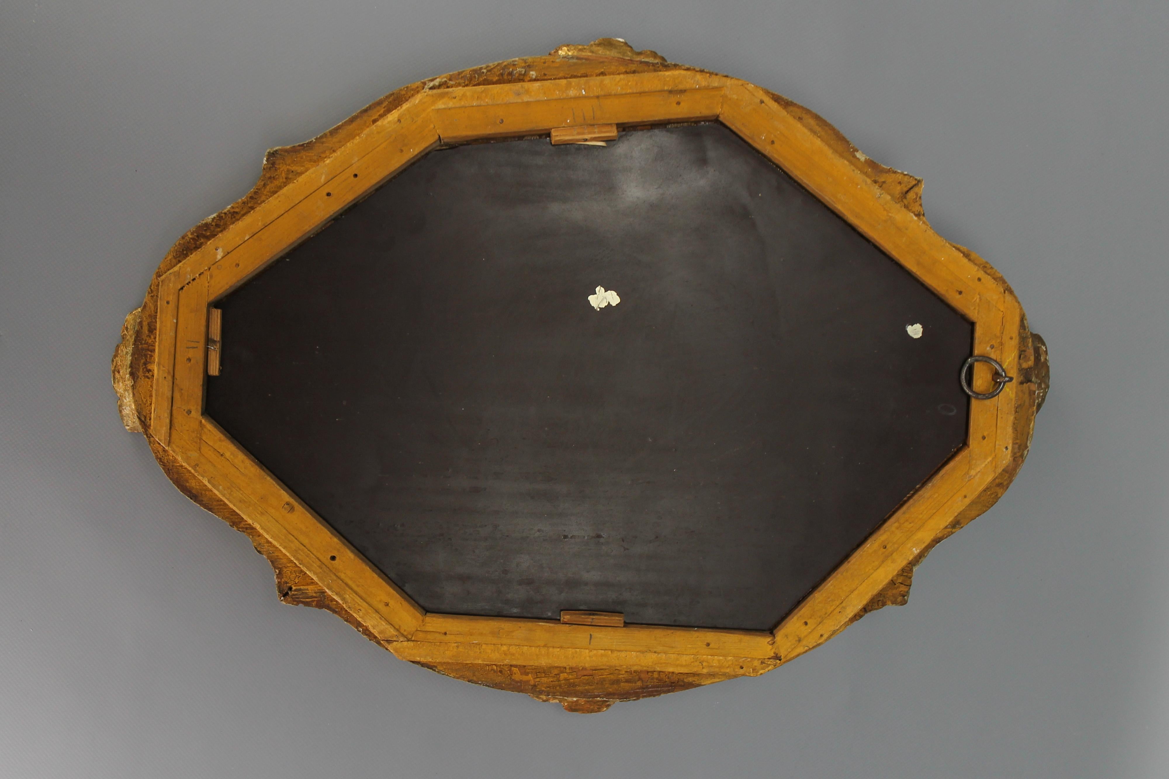French Baroque Style Gilt Wood Wall Mirror with a Cherub Head For Sale 16