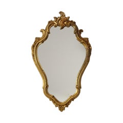 French Baroque-style gold-leaf gilded mirror with crest, 71 cm