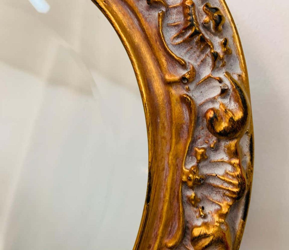 French Baroque Style Gold Leaf Resin Carved Mirror with Beveled Glass For Sale 2