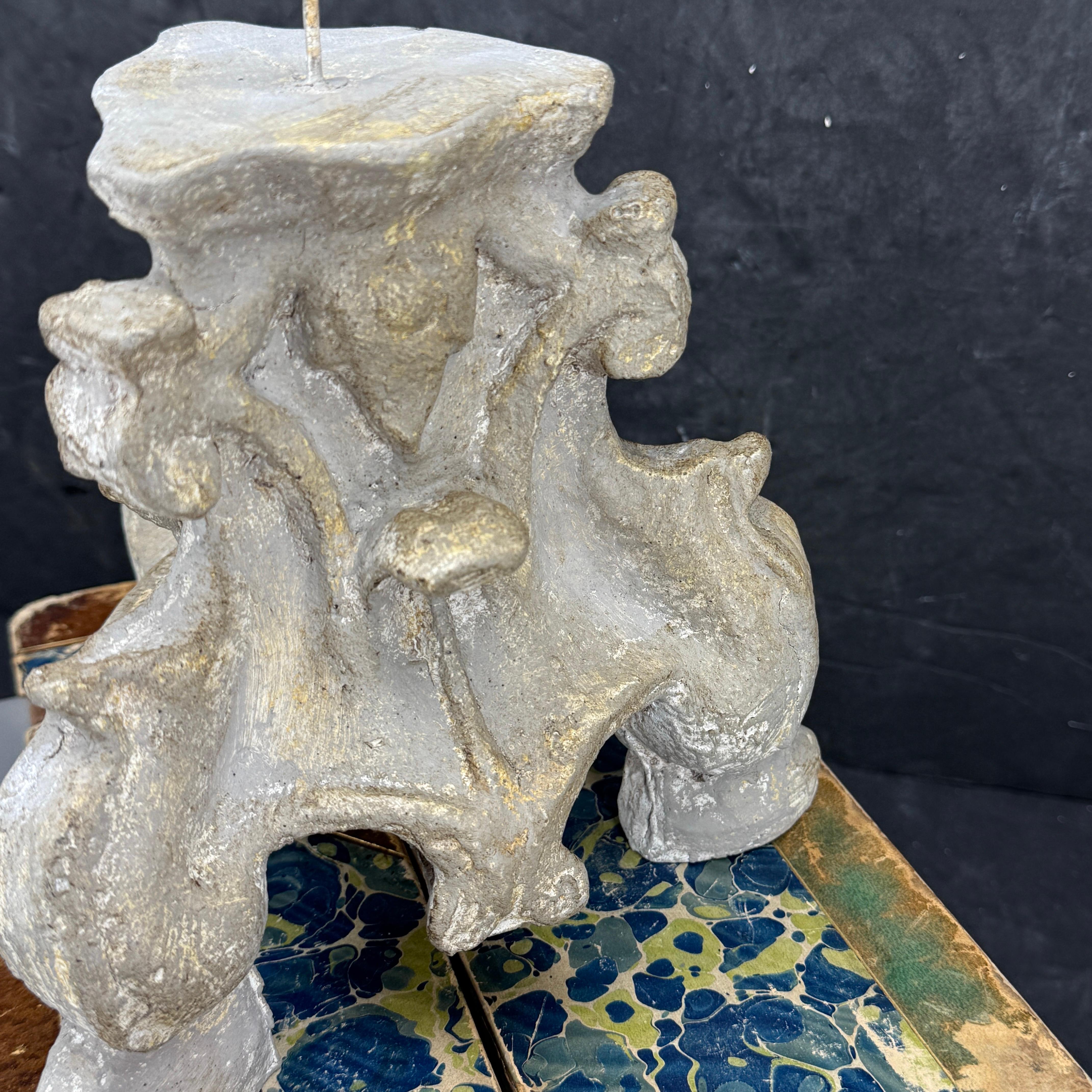 Französischer Barock Stil Grau Gemalt Alter Kerzenständer im Angebot 5