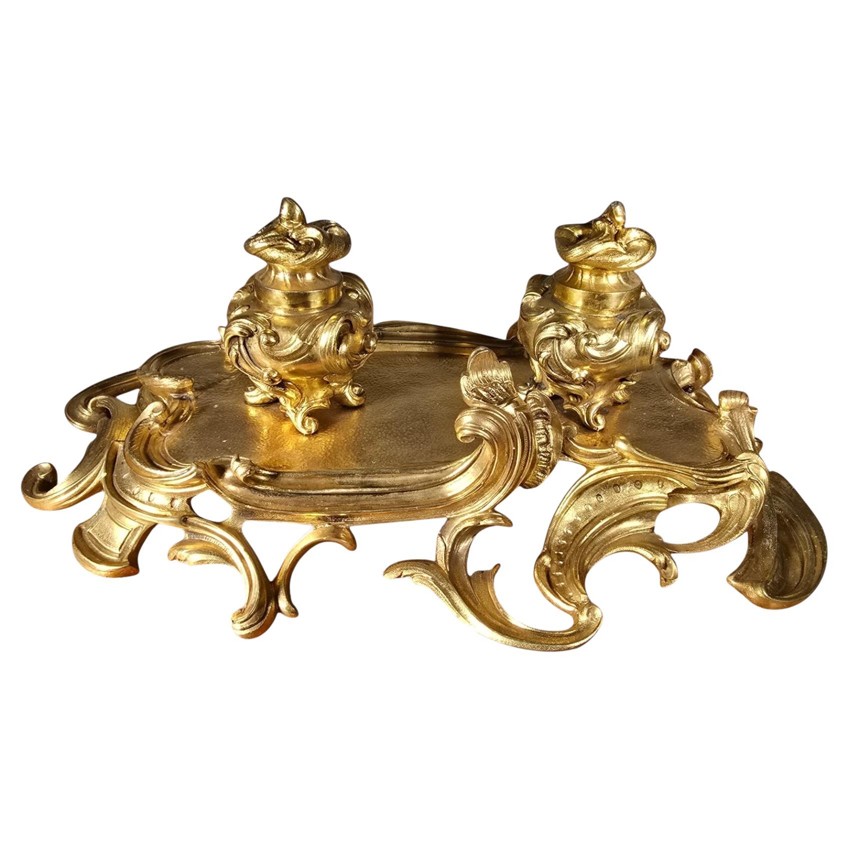 French Baroque-Style Inkwell, 19th Century