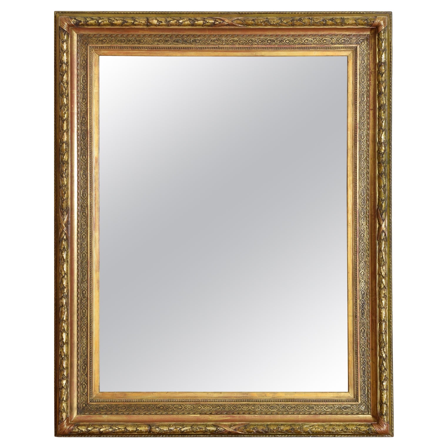 French Baroque Style Large Carved & Gilt Gesso Mirror, 2nd half 19th century