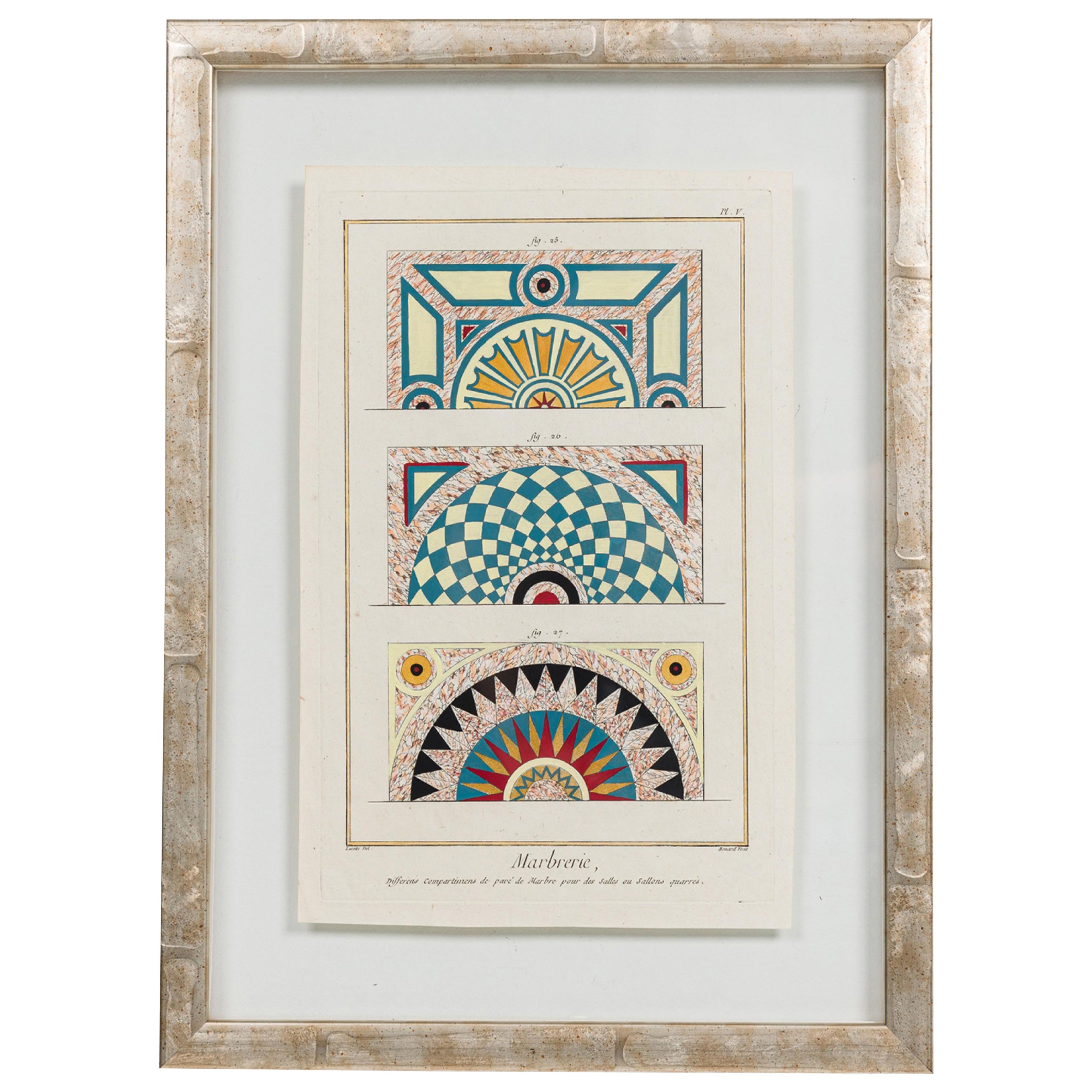 French Baroque Style Marbrerie Print Titled: "Plate V"