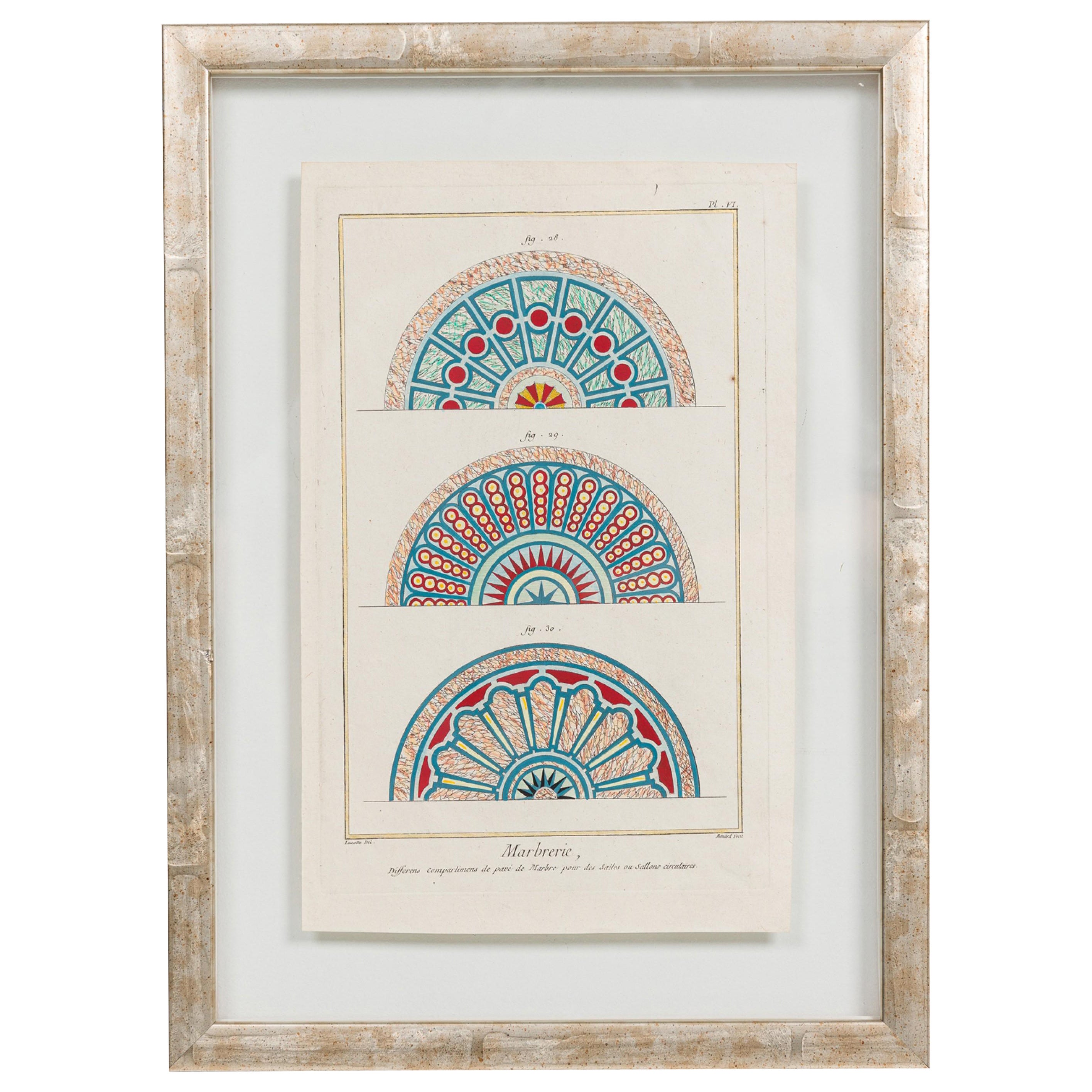 French Baroque Style Marbrerie Print Titled: "Plate VI"