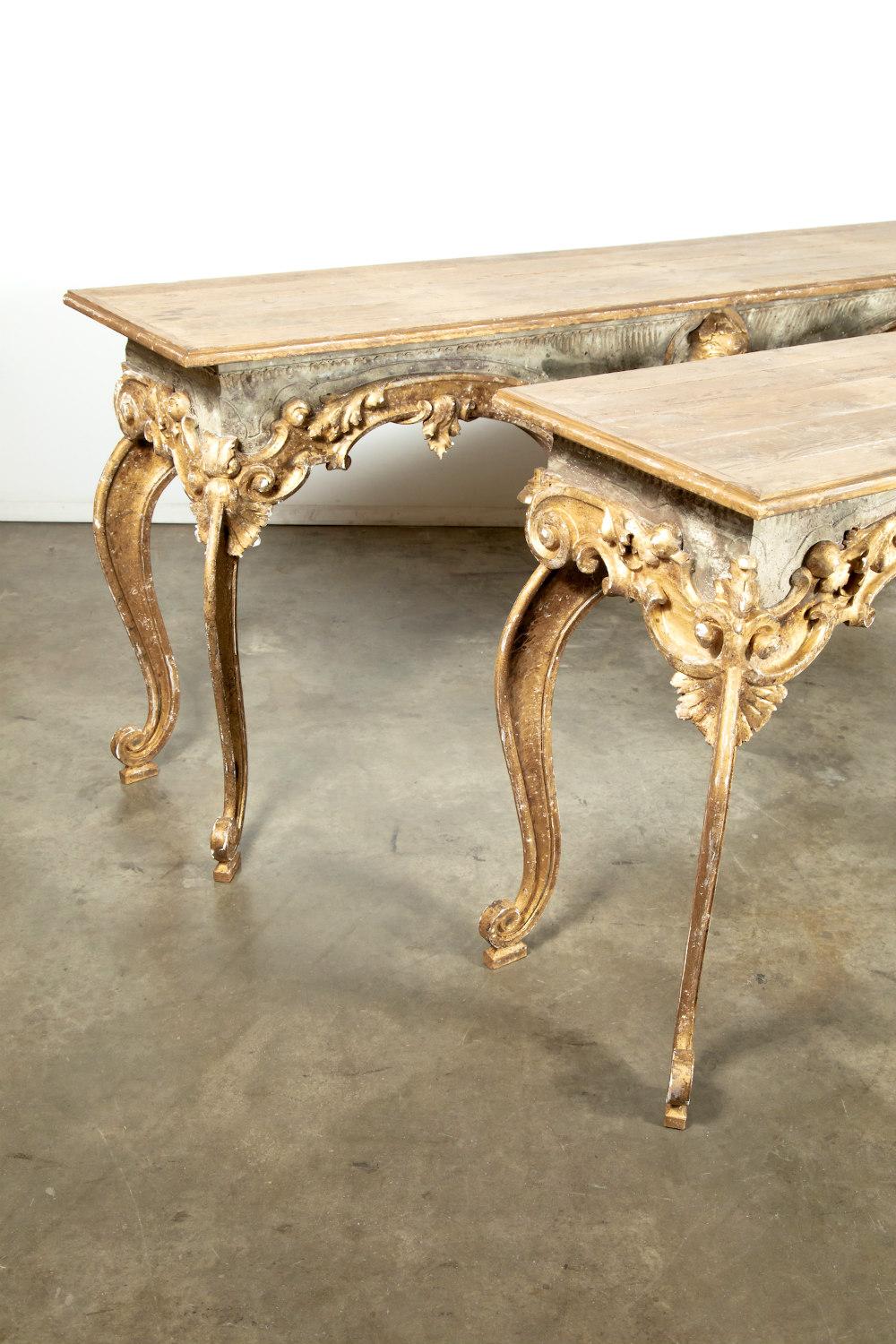 French Baroque Style Painted and Parcel Gilt Fragment Console Table 12