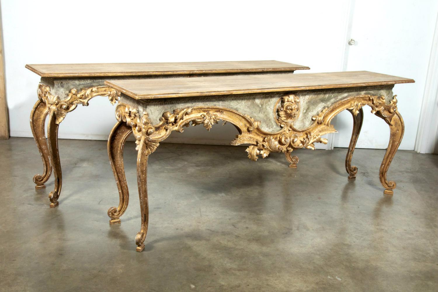 French Baroque Style Painted and Parcel Gilt Fragment Console Table 13
