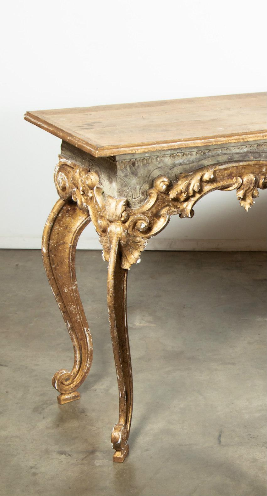 French Baroque Style Painted and Parcel Gilt Fragment Console Table 3